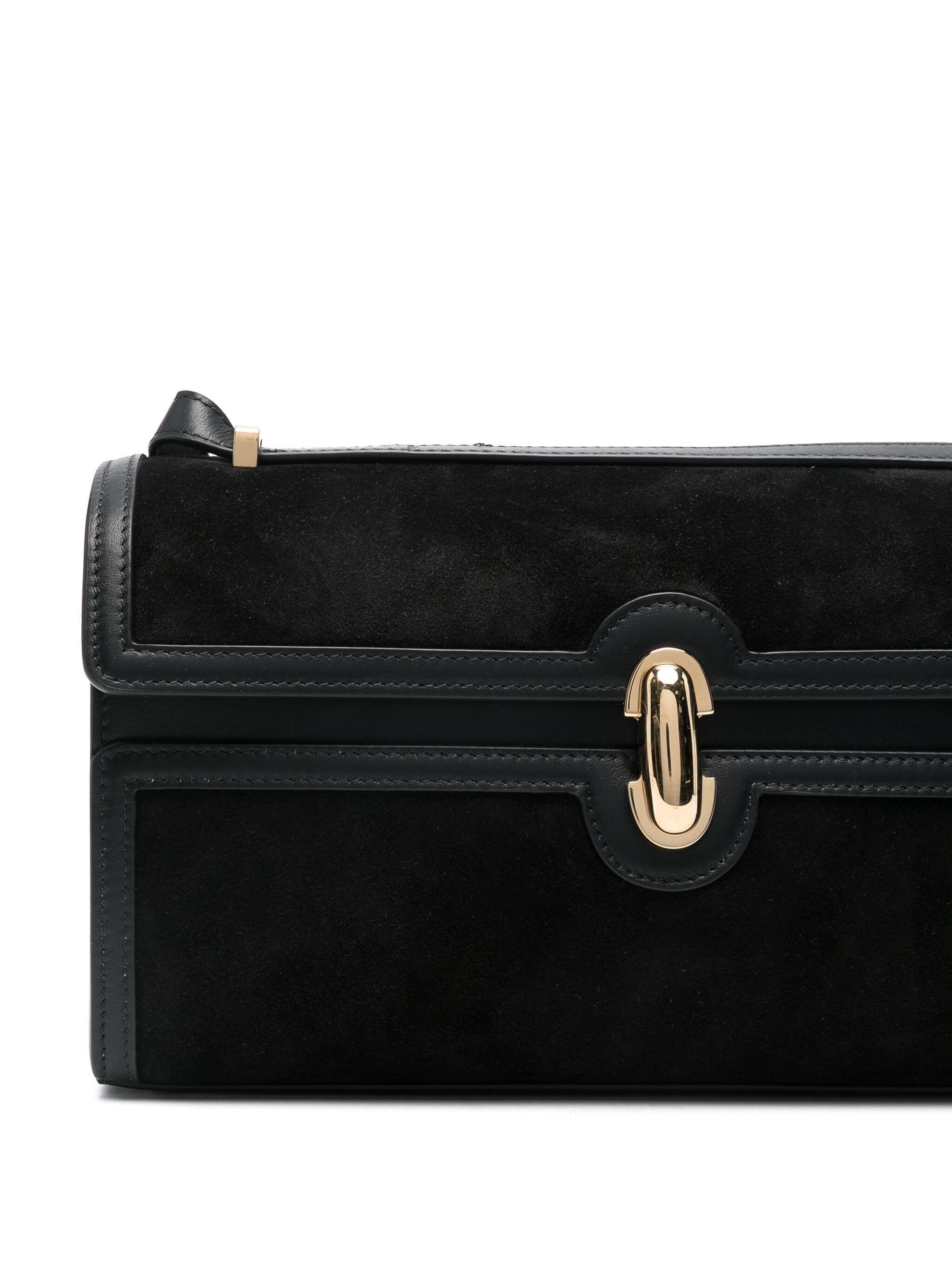 SAVETTE Symmetry 26-Inch Suede Mini Handbag with Smooth Leather Trim