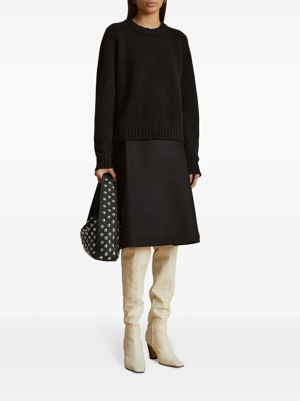 KHAITE Mini Shoulder Handbag with Silver Studs