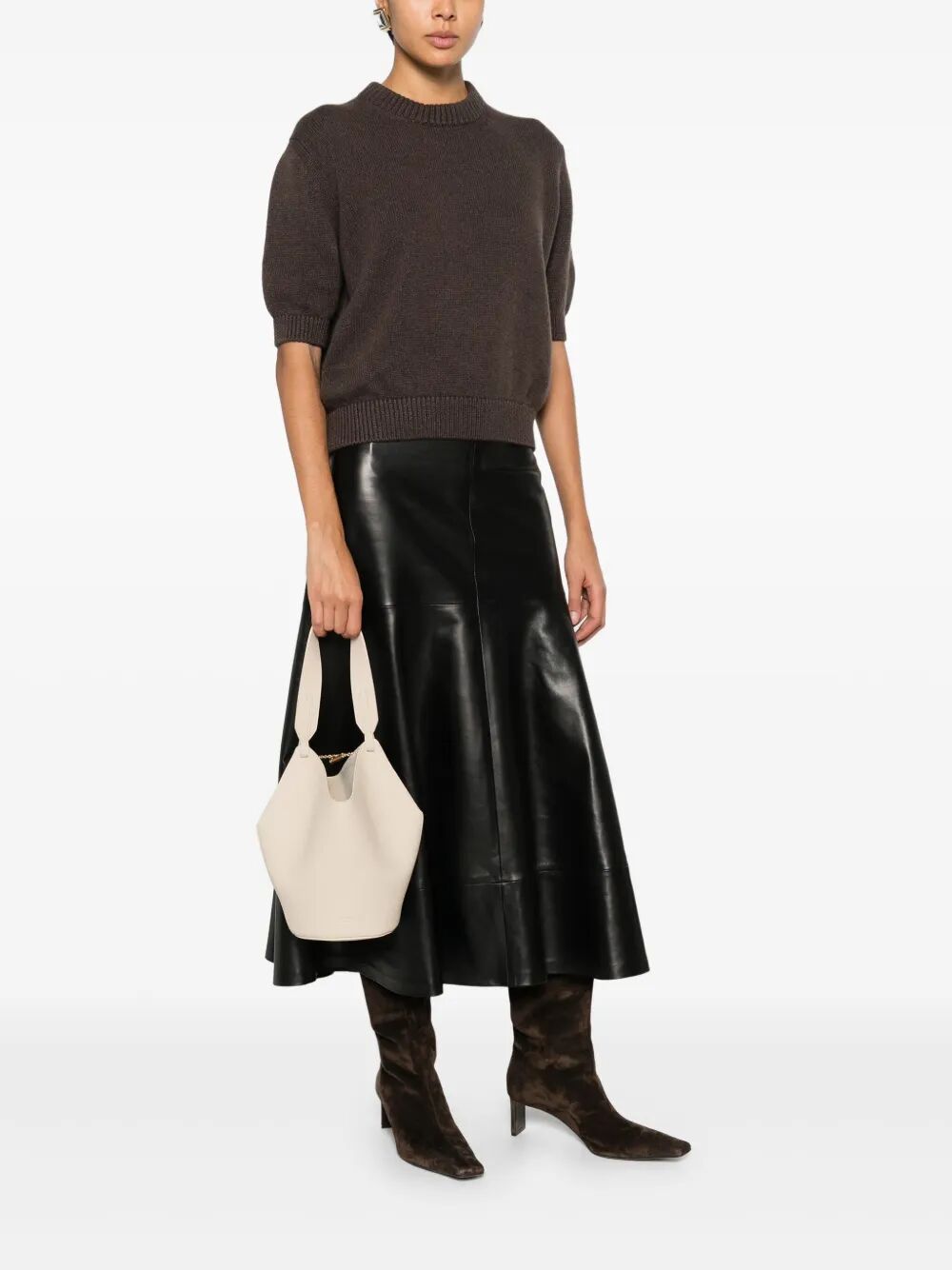 KHAITE Mini Leather Tote Handbag