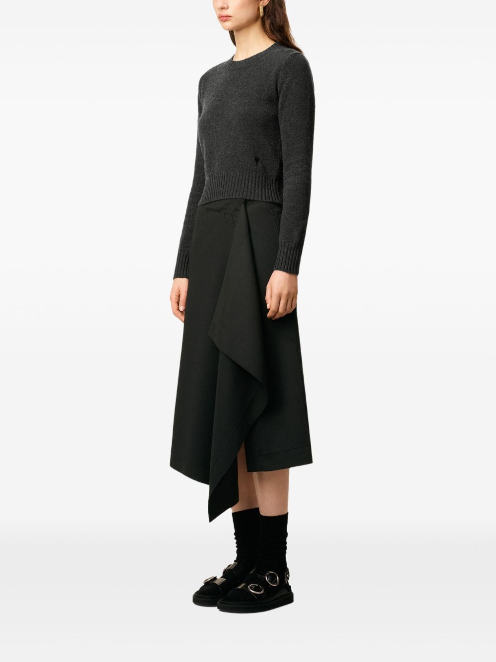 AMI Crew Neck Sweater with Embroidered Detail