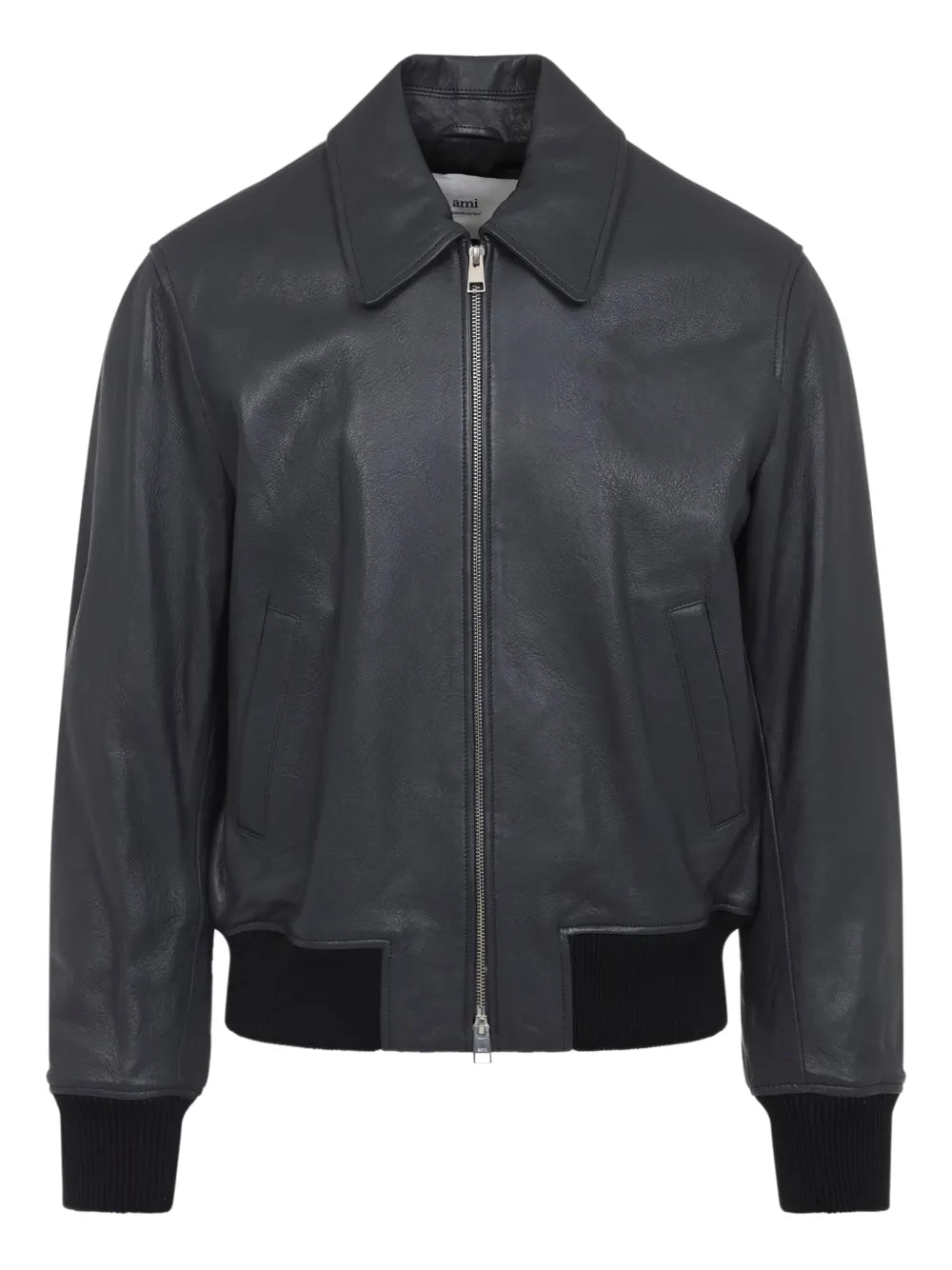 AMI PARIS Zipped Leather Jacket for Men