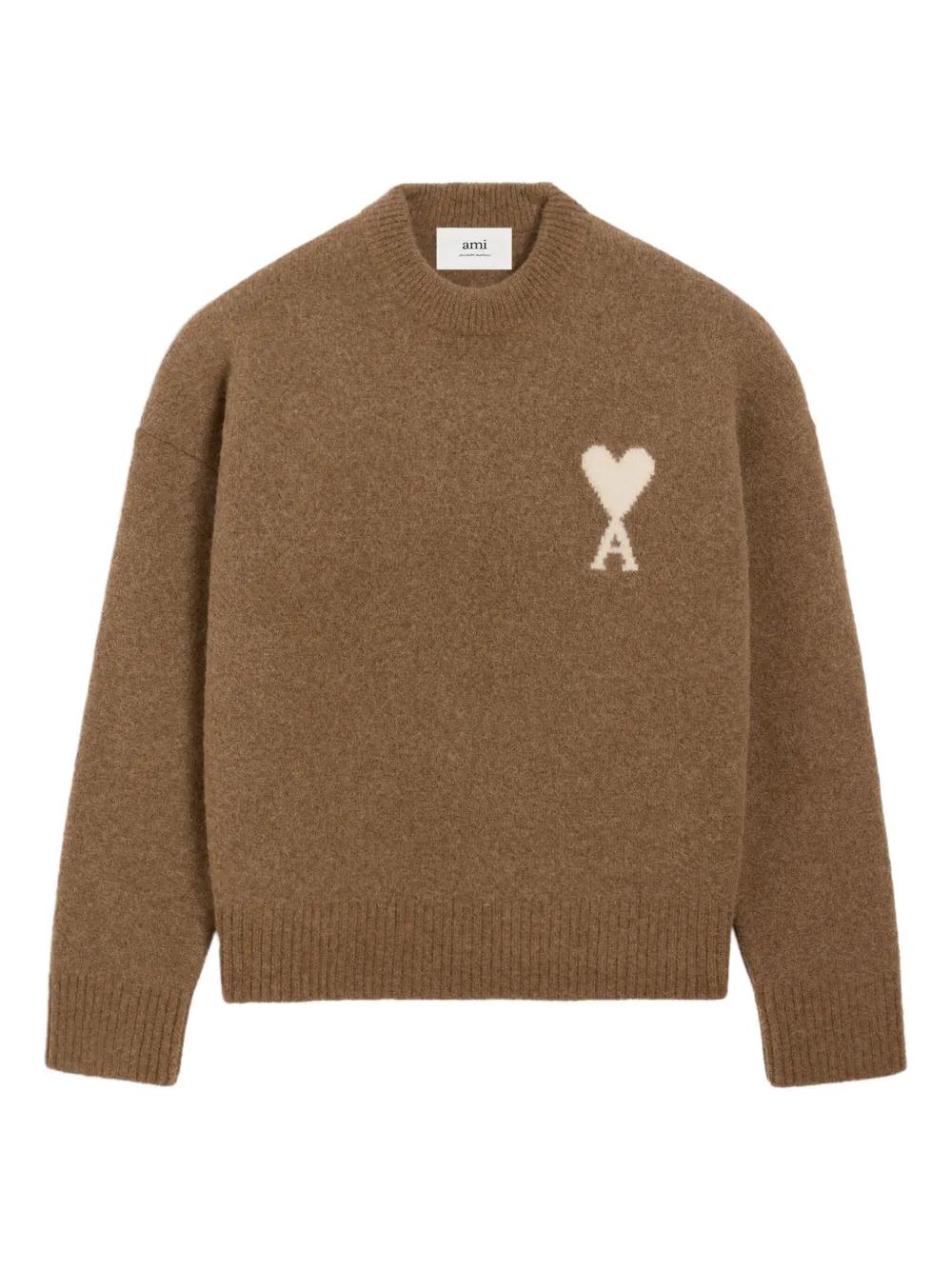 AMI PARIS Heart Knit Crew Neck Sweater