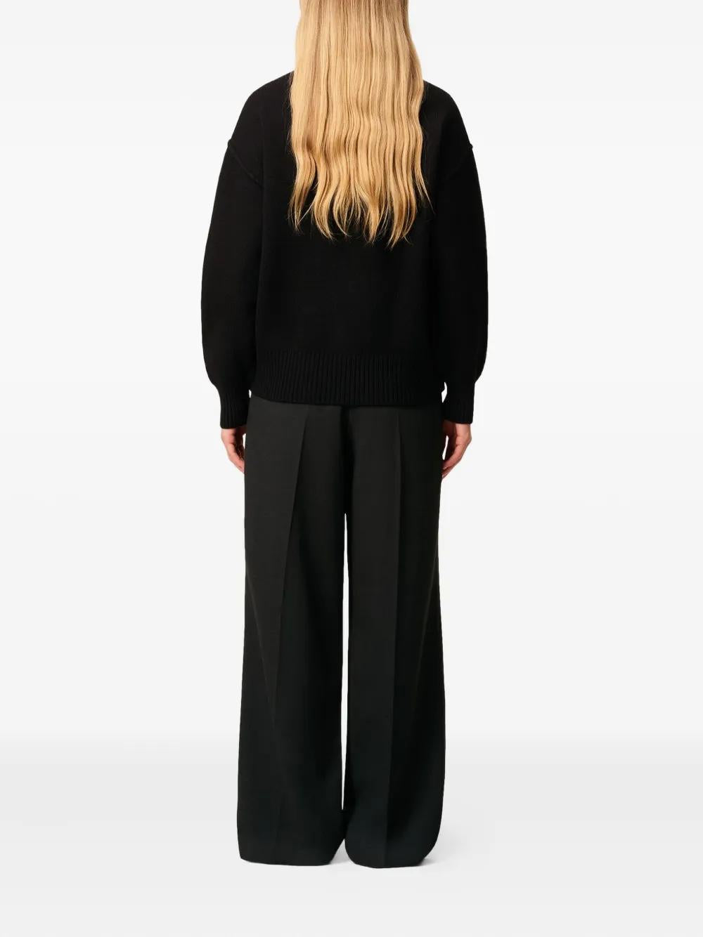 AMI PARIS Funnel-Neck Heart Intarsia Sweater