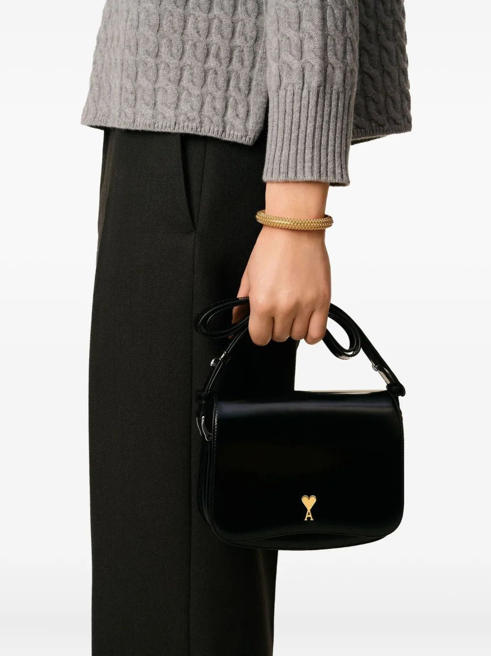 AMI PARIS Leather Pouch Mini Handbag