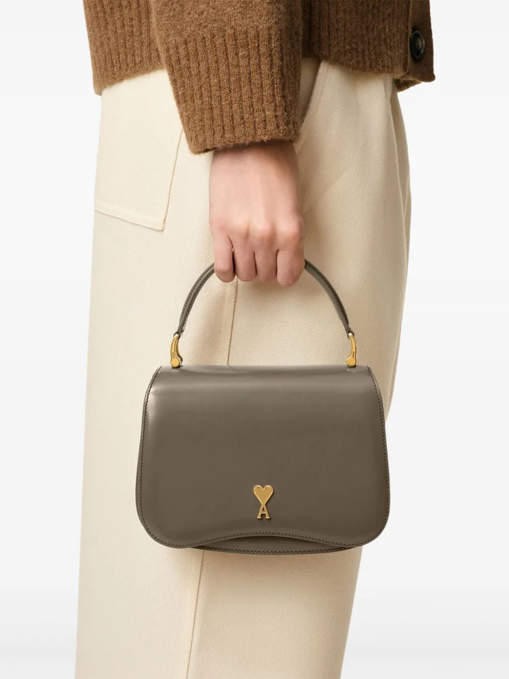 AMI PARIS Mini Leather Pouch Handbag