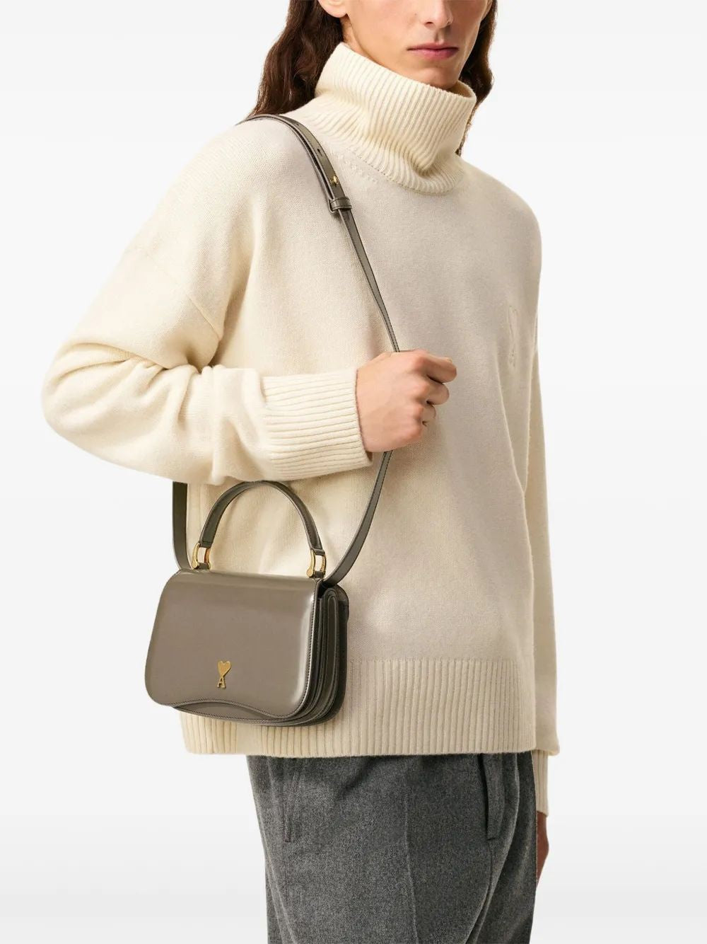 AMI PARIS Mini Leather Pouch Handbag