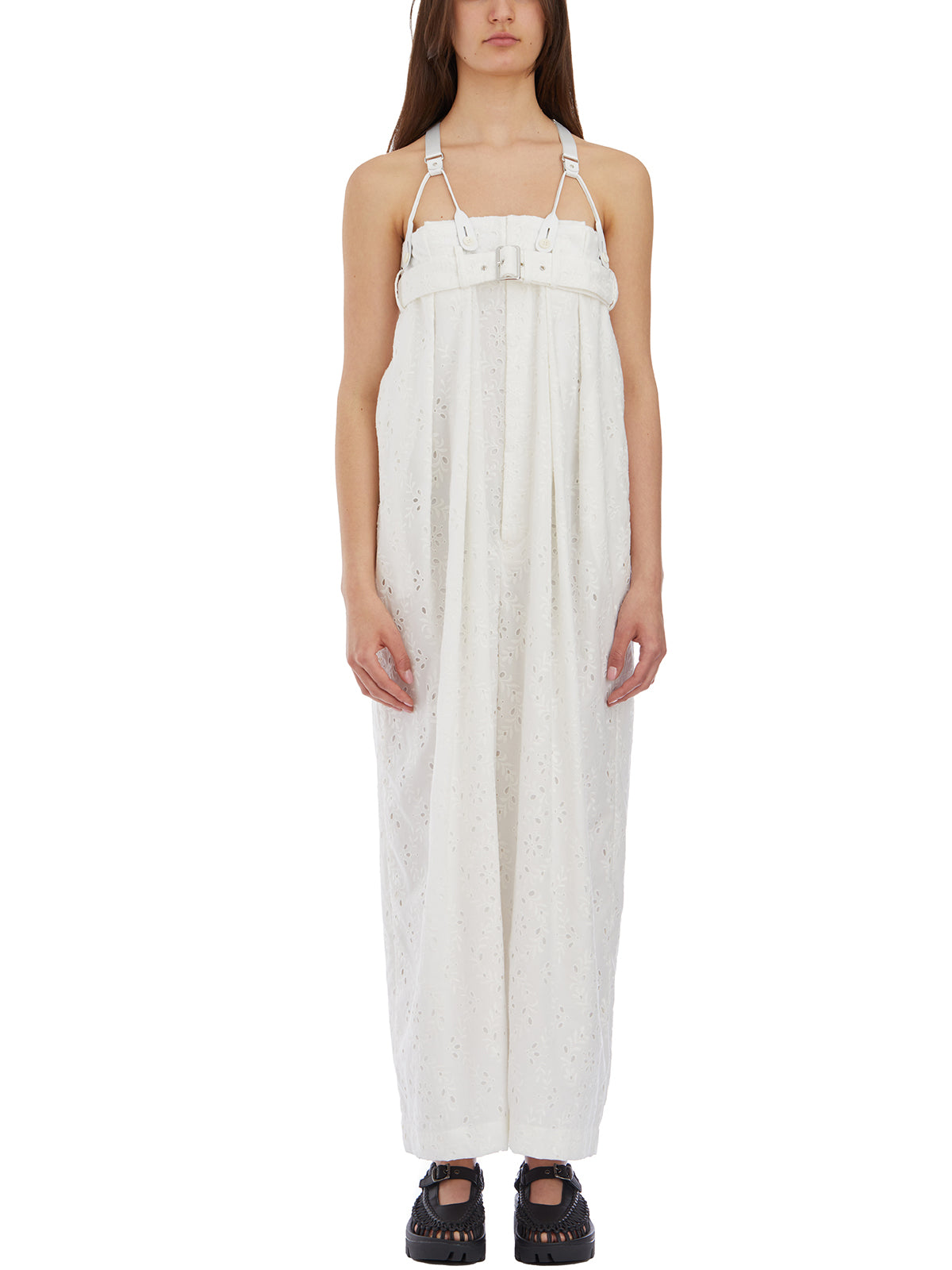 COMME DES GARÇONS Floral Embroidered Adjustable Shoulder Jumpsuit - Size S