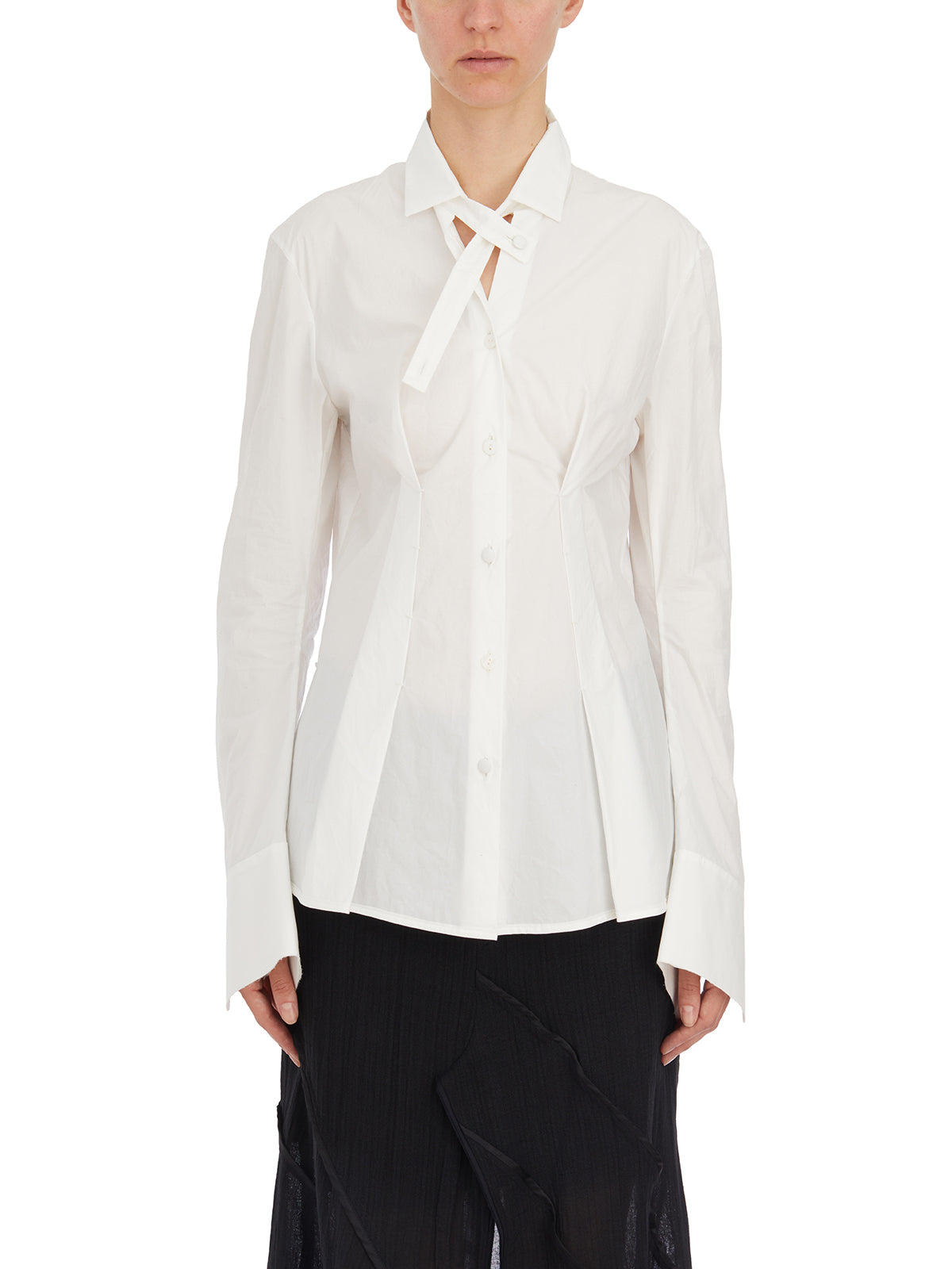 ALESSANDRA MARCHI Asymmetrical Tie-Front Slim Fit Shirt - Size 40