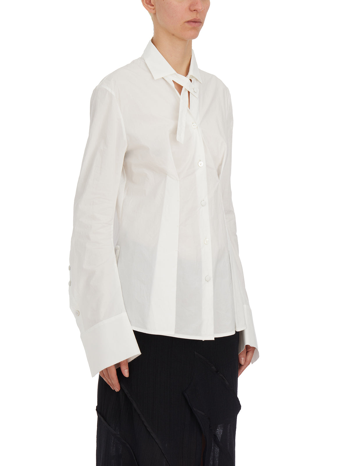 ALESSANDRA MARCHI Asymmetrical Tie-Front Slim Fit Shirt - Size 40