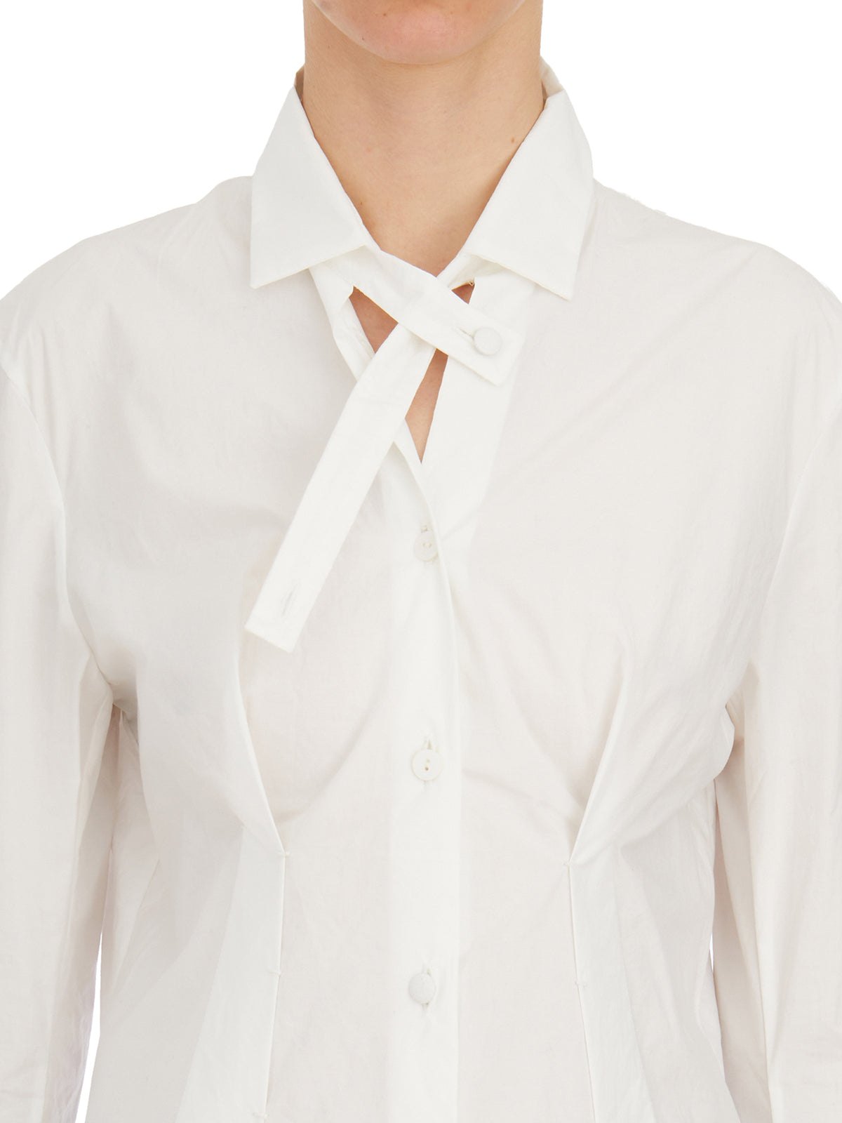 ALESSANDRA MARCHI Asymmetrical Tie-Front Slim Fit Shirt - Size 40