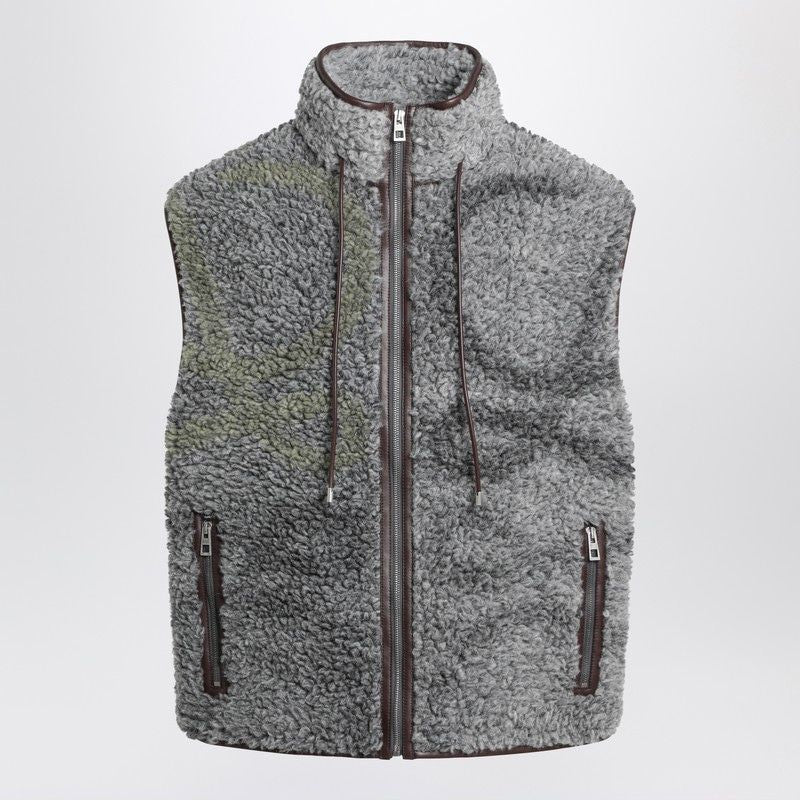 LOEWE Jacquard Fleece Vest with Anagram Pattern - Medium Weight