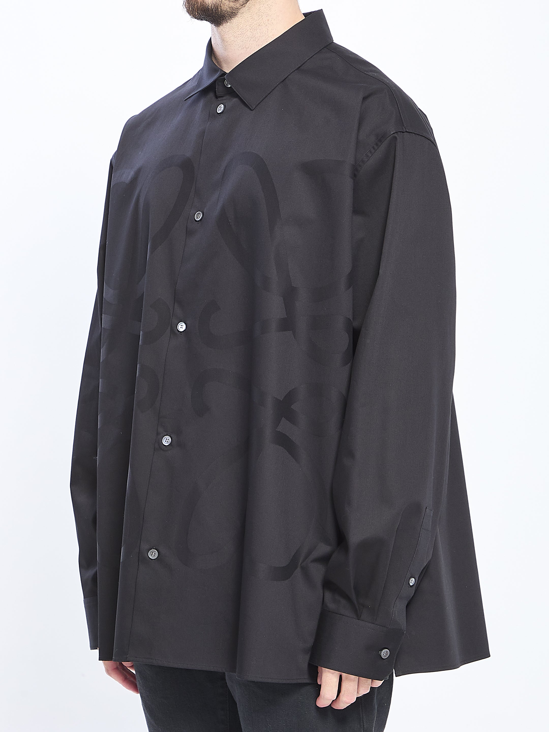 LOEWE Lightweight Cotton Shirt with Oversized Jacquard Pattern - Size 41 EU