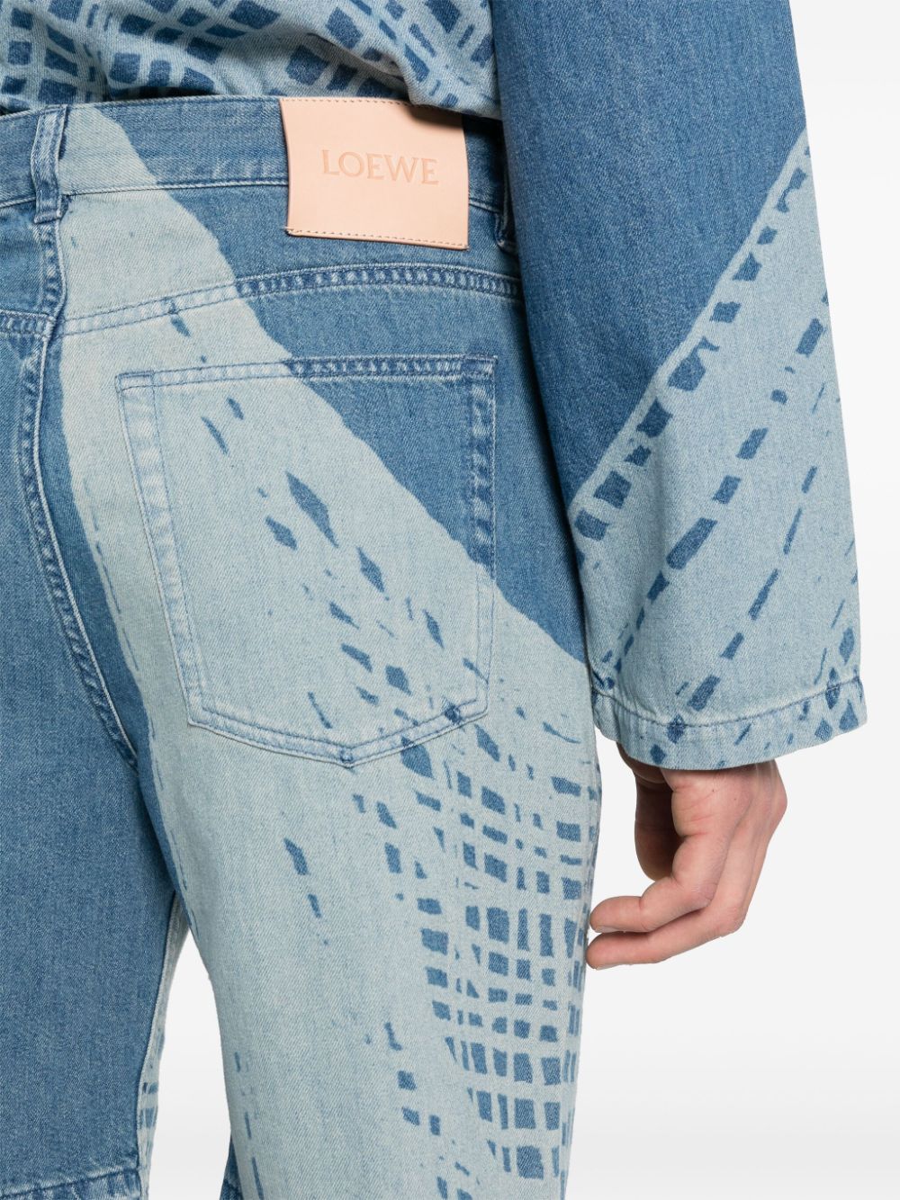 LOEWE Men's Mid-Rise Denim Shorts with Frayed Hem