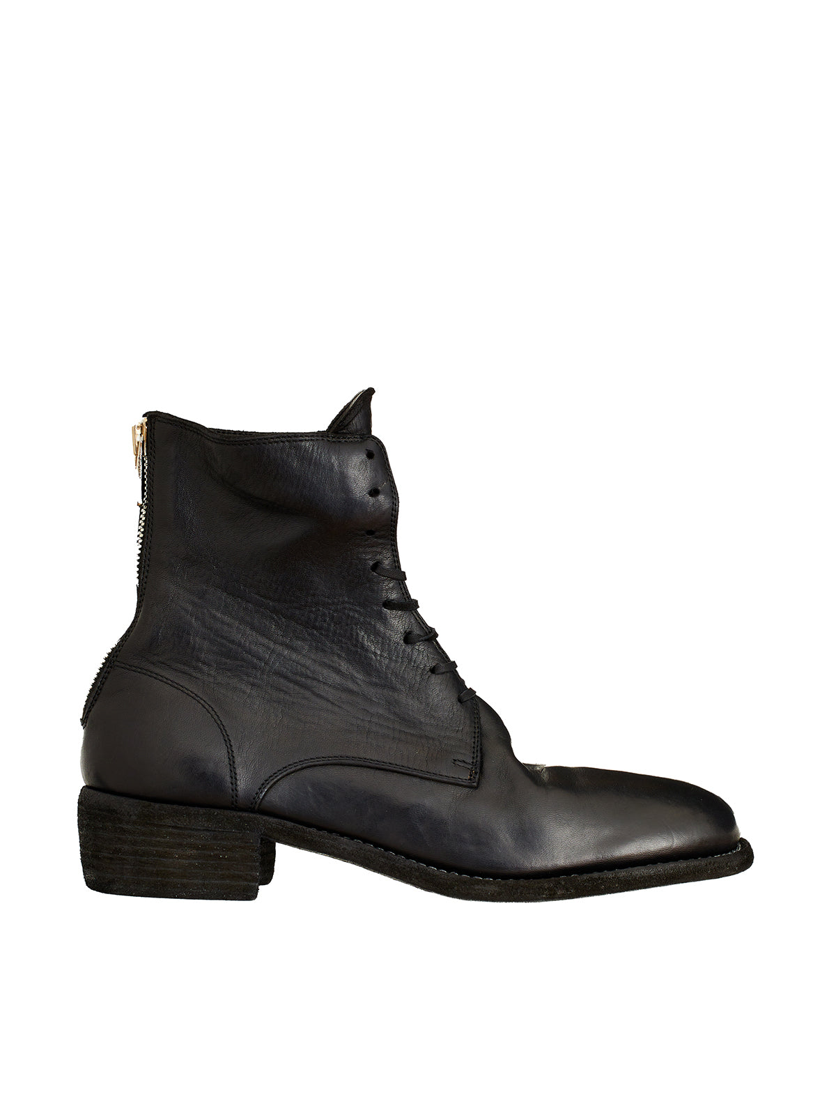 GUIDI Lace-Up Leather Ankle Boots for Men