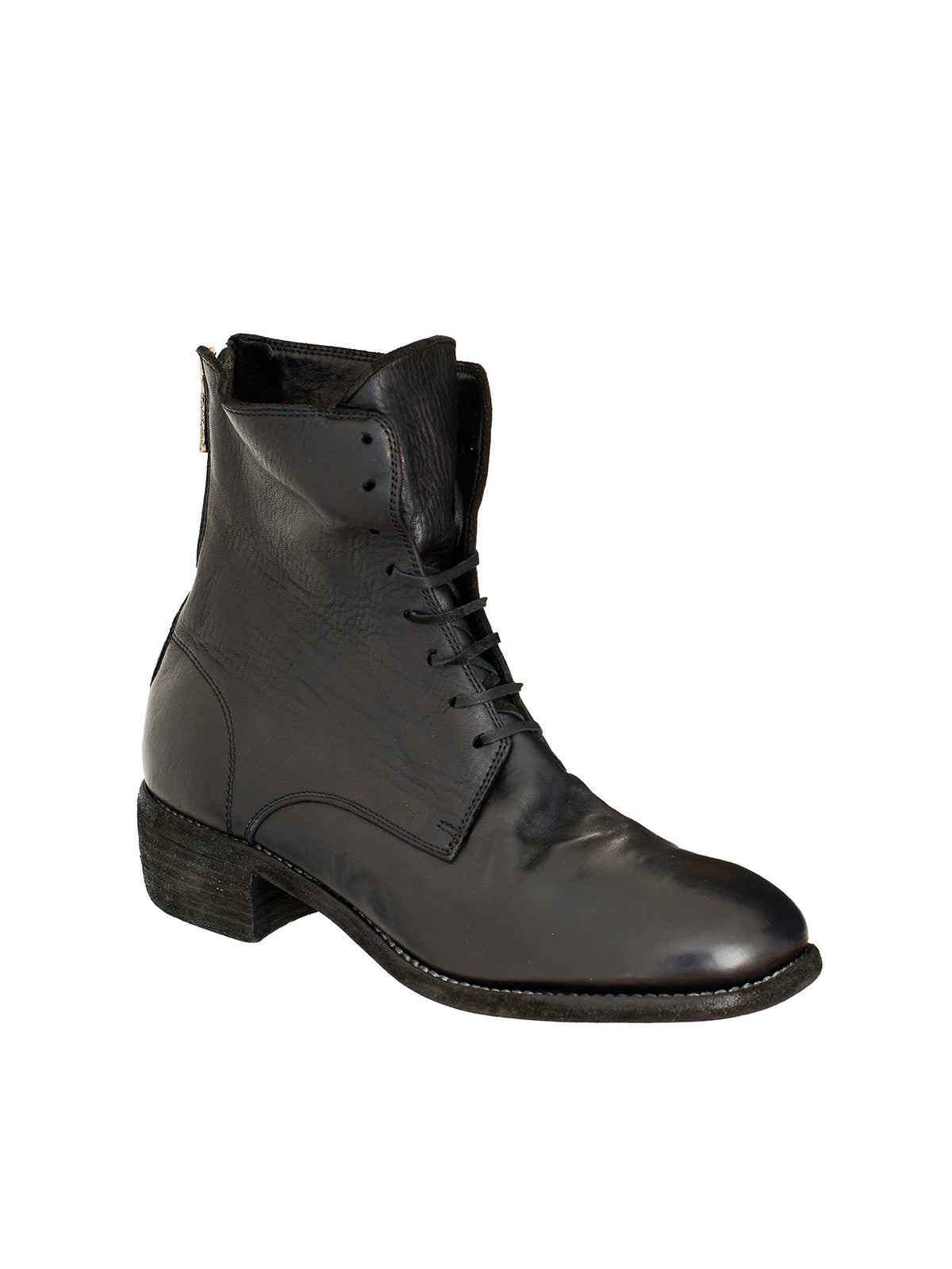 GUIDI Lace-Up Leather Ankle Boots for Men