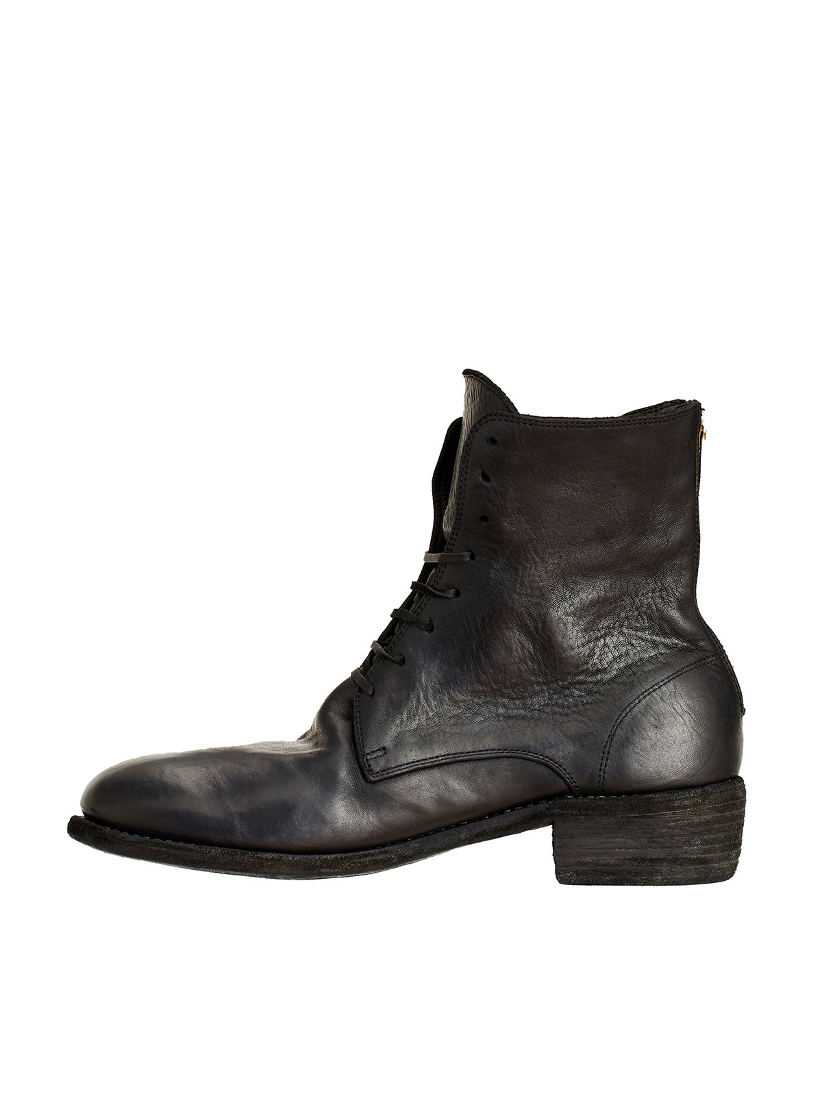 GUIDI Lace-Up Leather Ankle Boots for Men