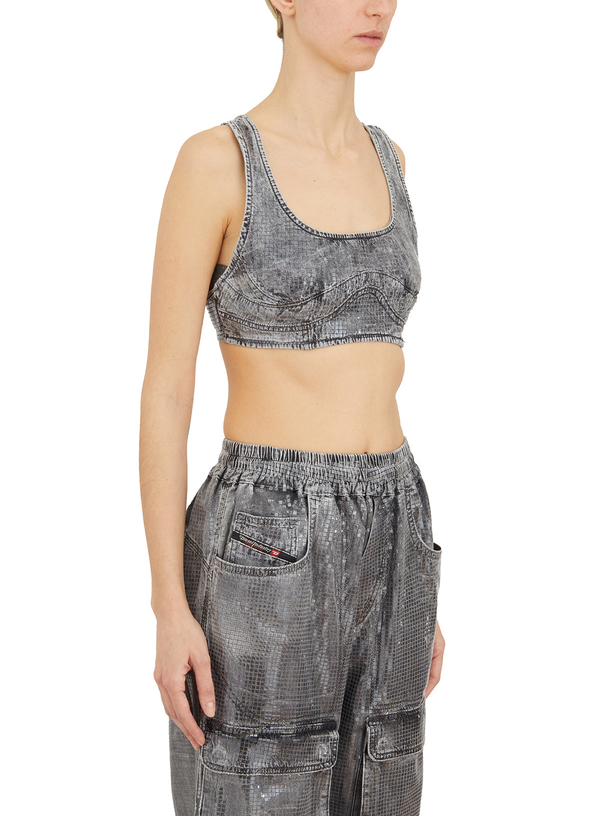 DIESEL Denim Top with Micro Paillettes - Size S