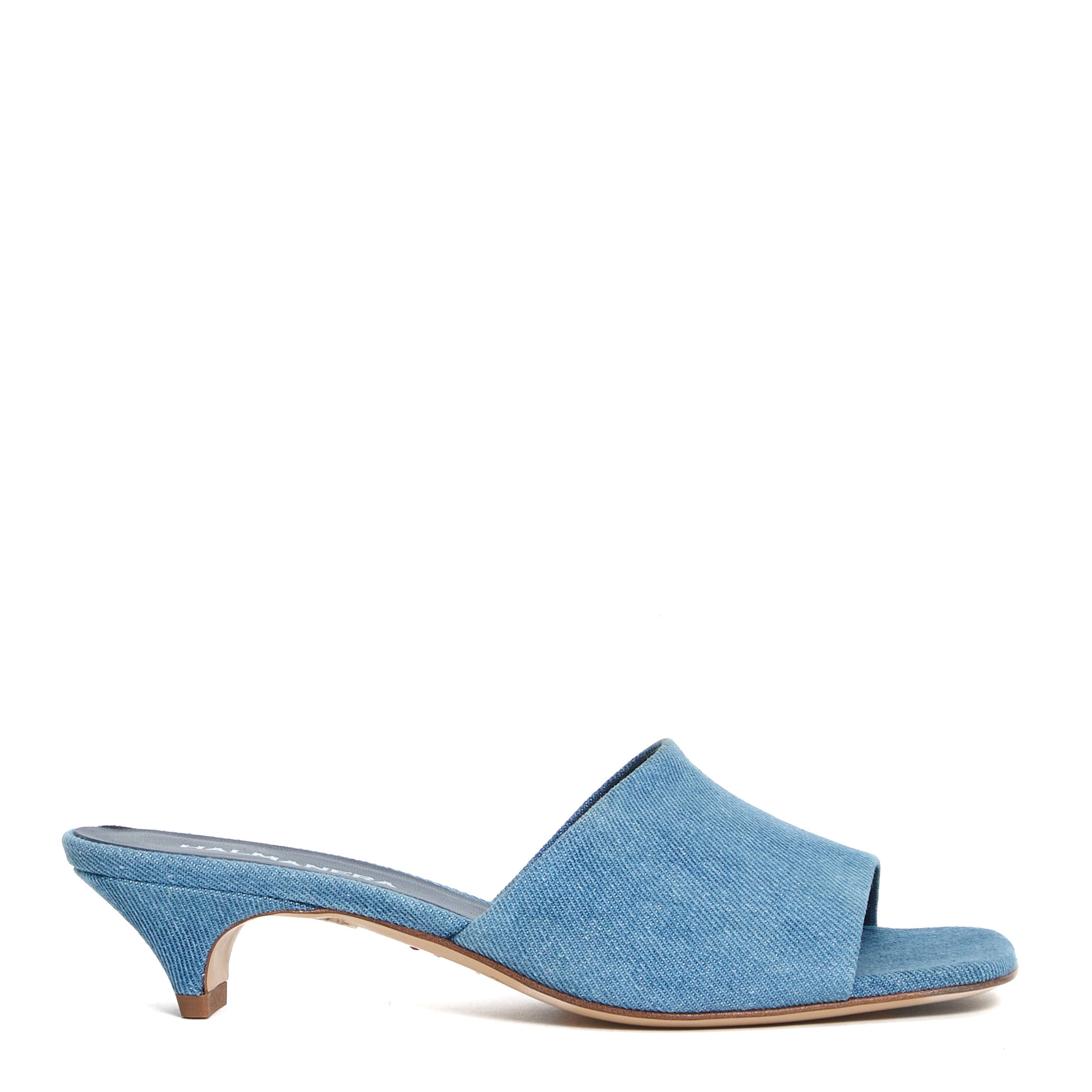 HALMANERA Denim Slide Sandals with 40 Mm Heel