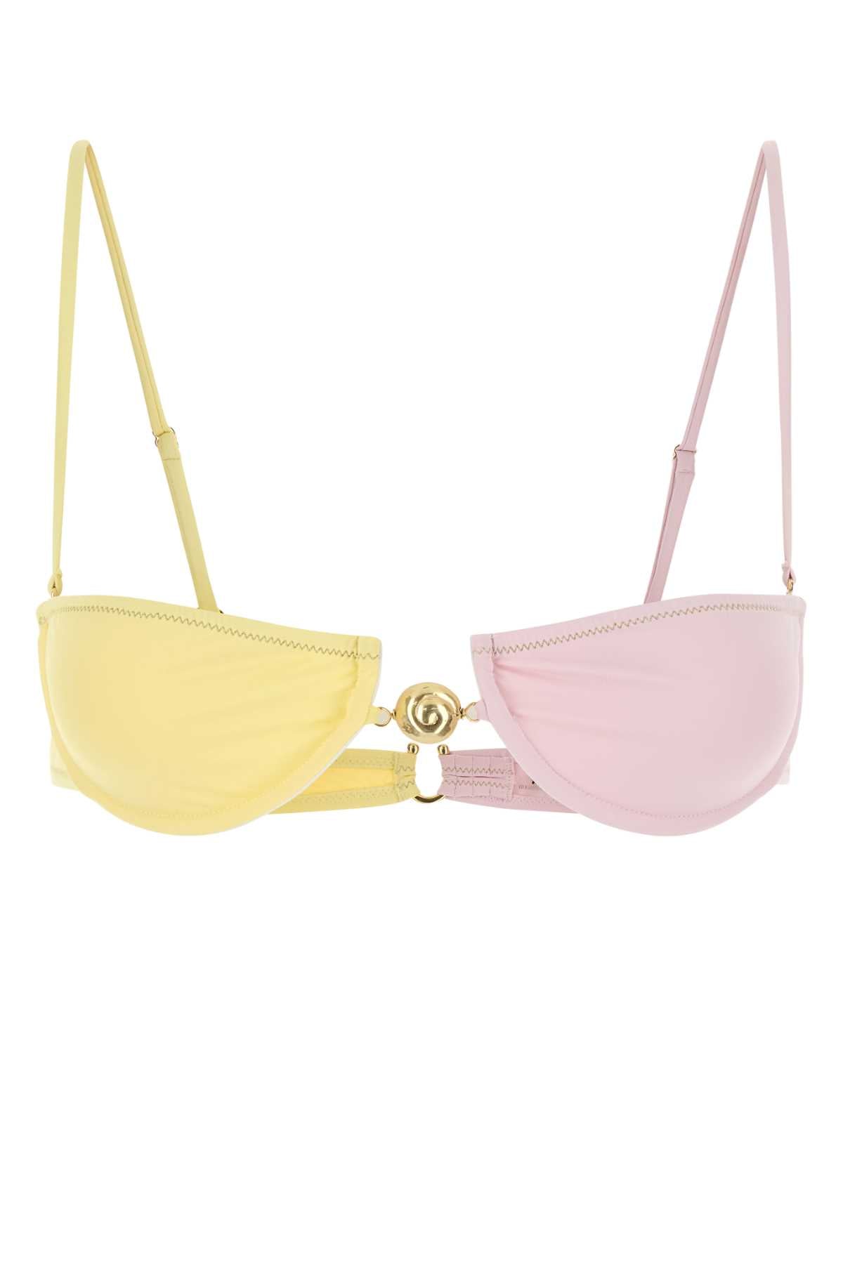 REINA OLGA Two-Tone Stretch Nylon Hammond Bikini Top