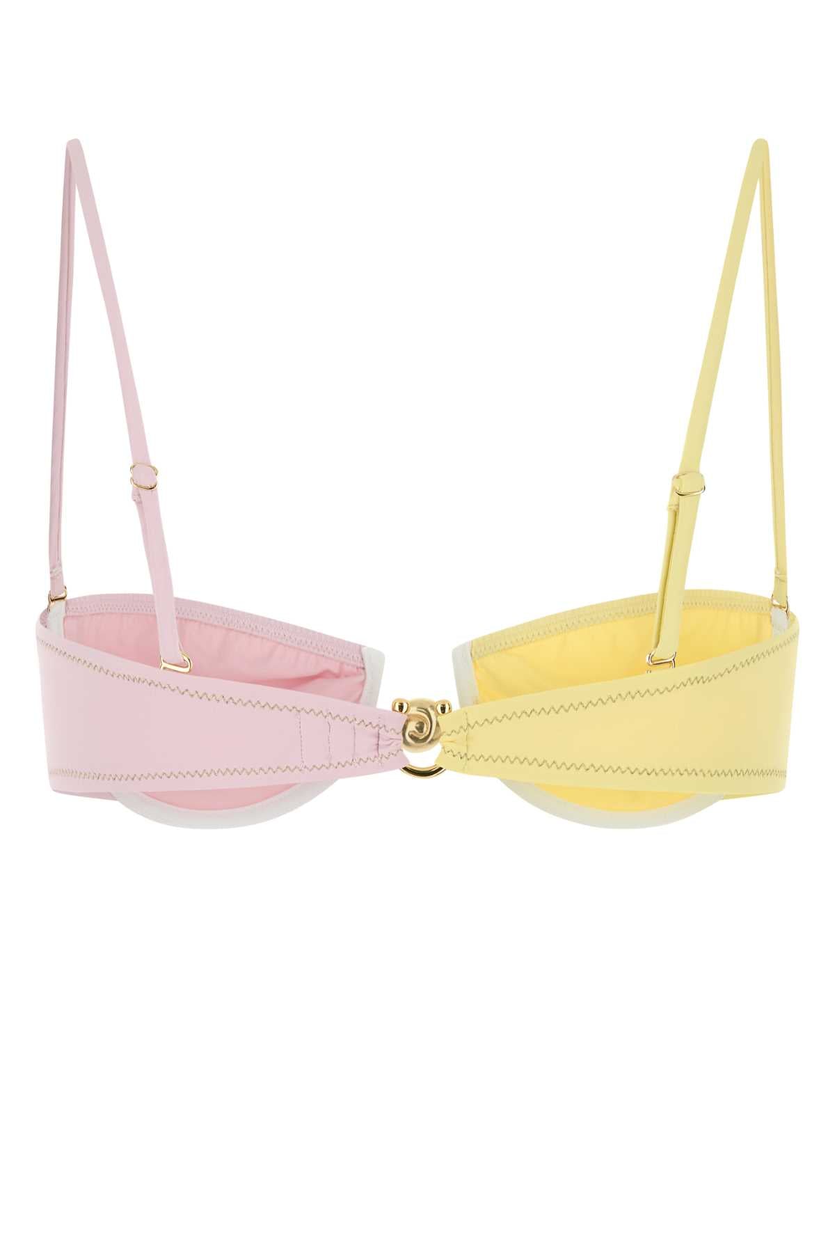 REINA OLGA Two-Tone Stretch Nylon Hammond Bikini Top