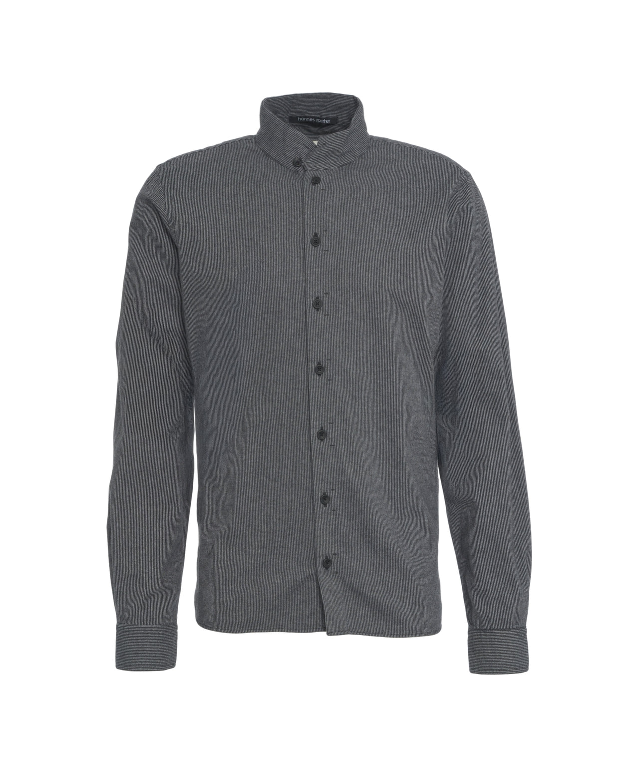 HANNES ROETHER Mini Striped Mandarin Collar Shirt for Men