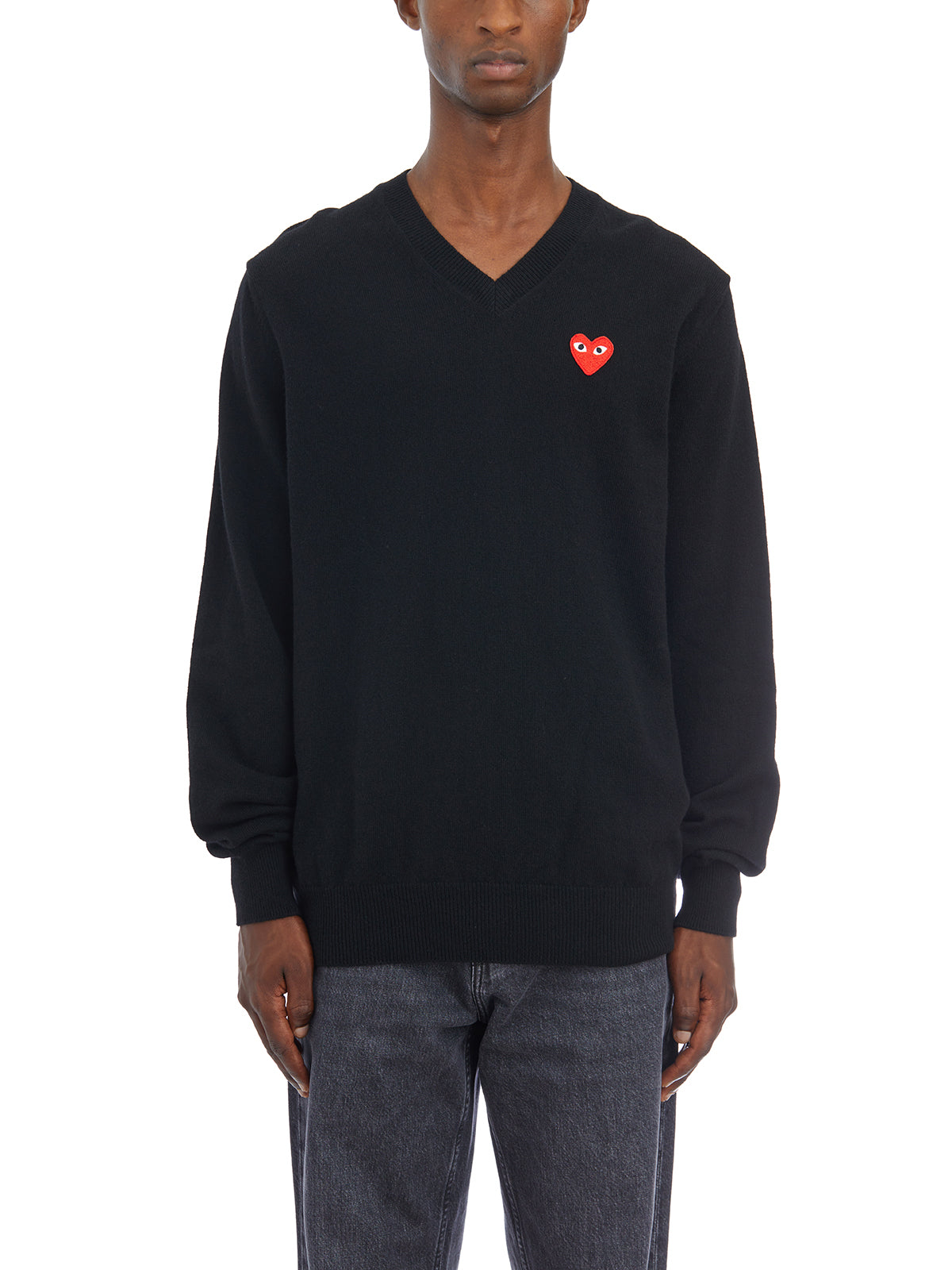 COMME DES GARÇONS PLAY Men's V-Neck Logo Sweater