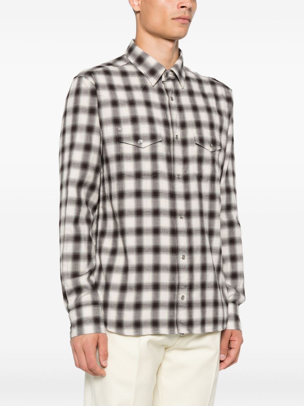 TOM FORD Checkered Design Long Sleeve Shirt for Men - FW25 Collection