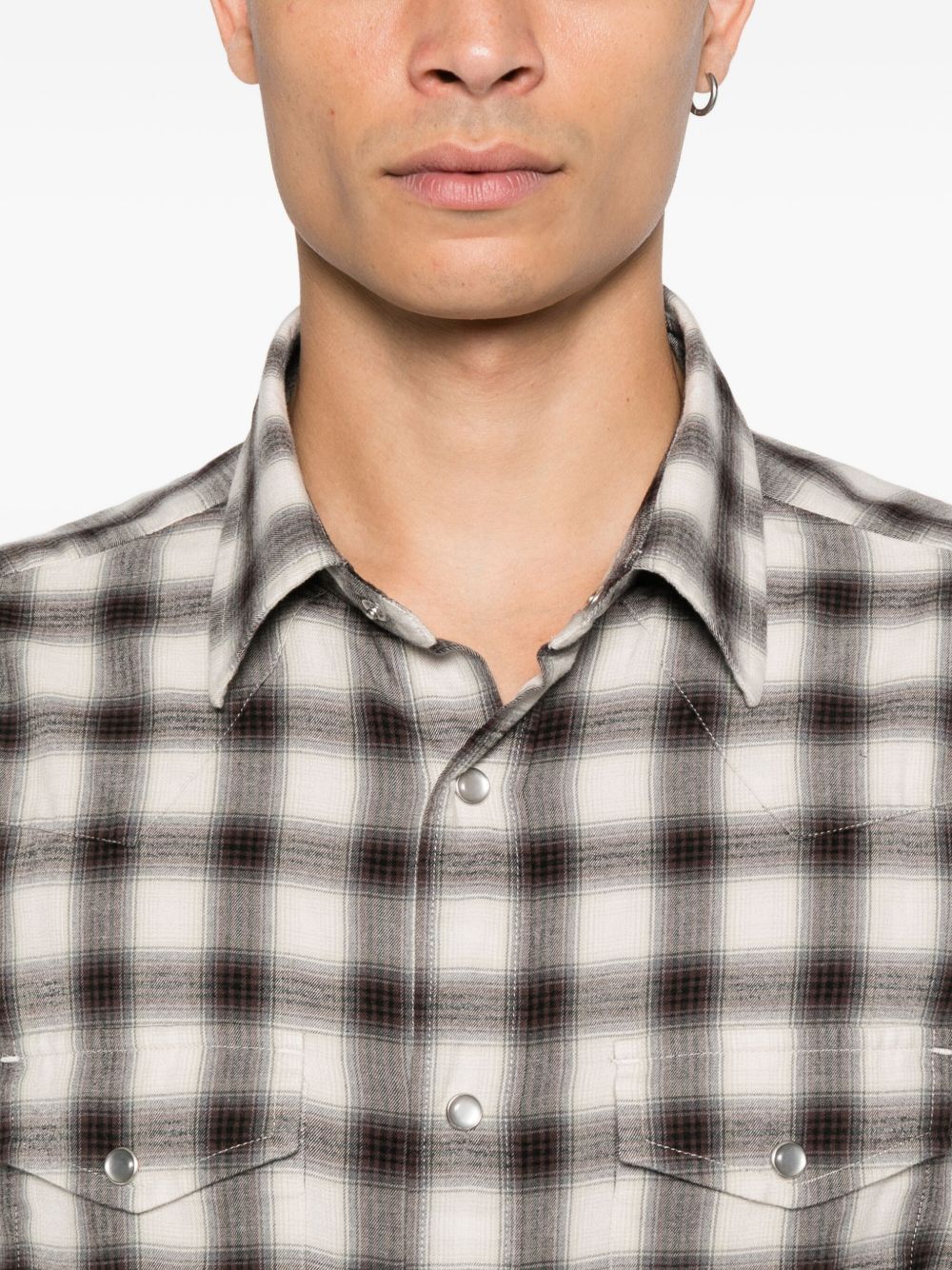 TOM FORD Checkered Design Long Sleeve Shirt for Men - FW25 Collection