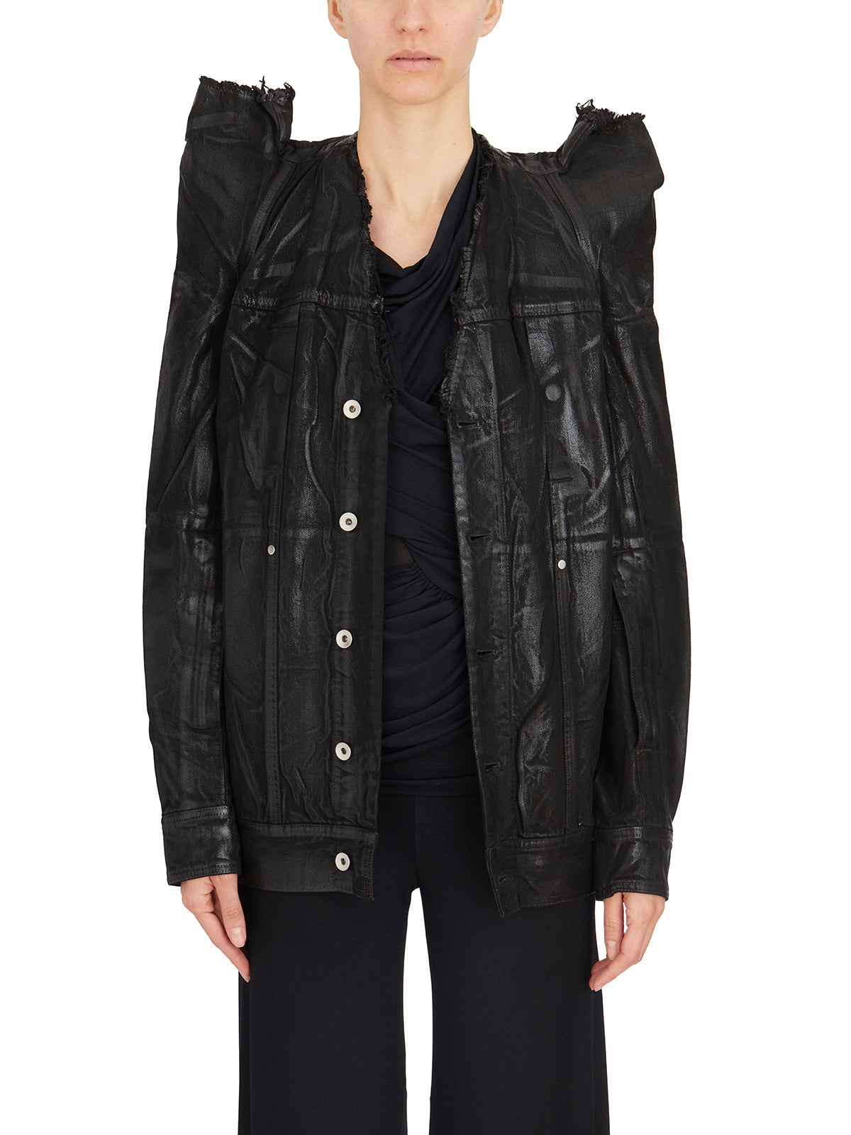 RICK OWENS Cotton Worker Jacket with Removable Shoulder Straps - Size S