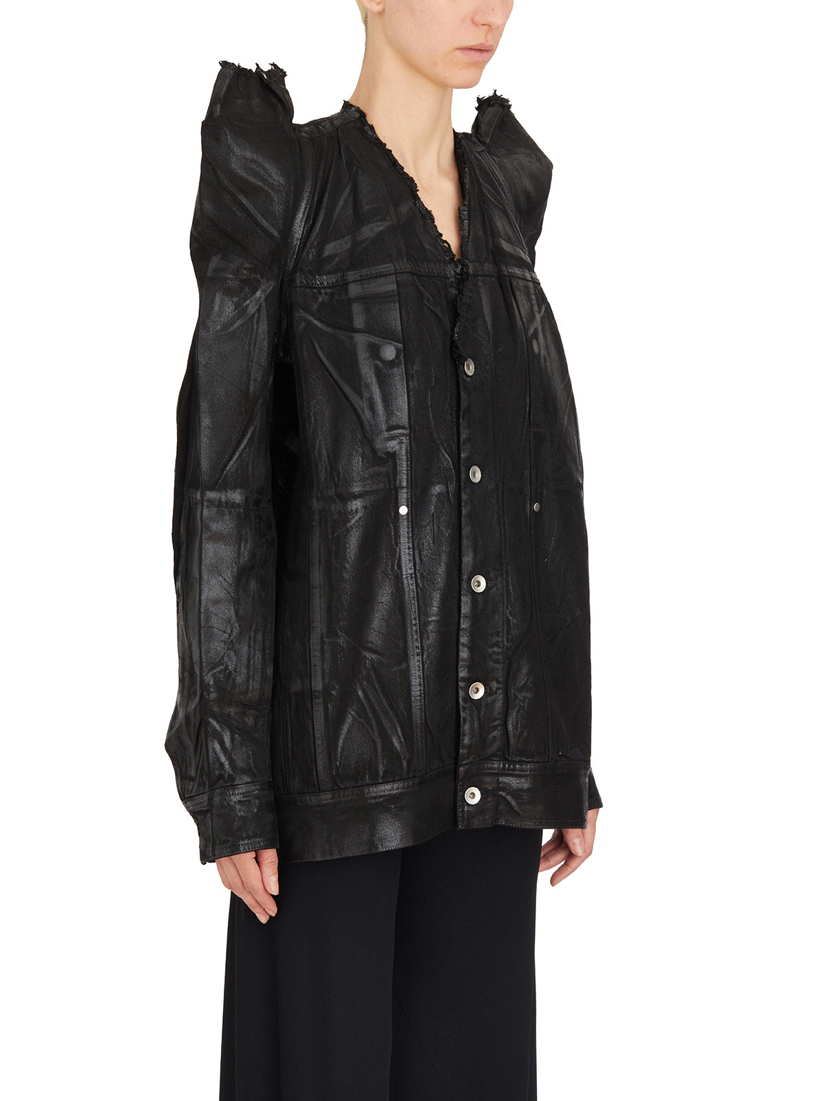 RICK OWENS Cotton Worker Jacket with Removable Shoulder Straps - Size S