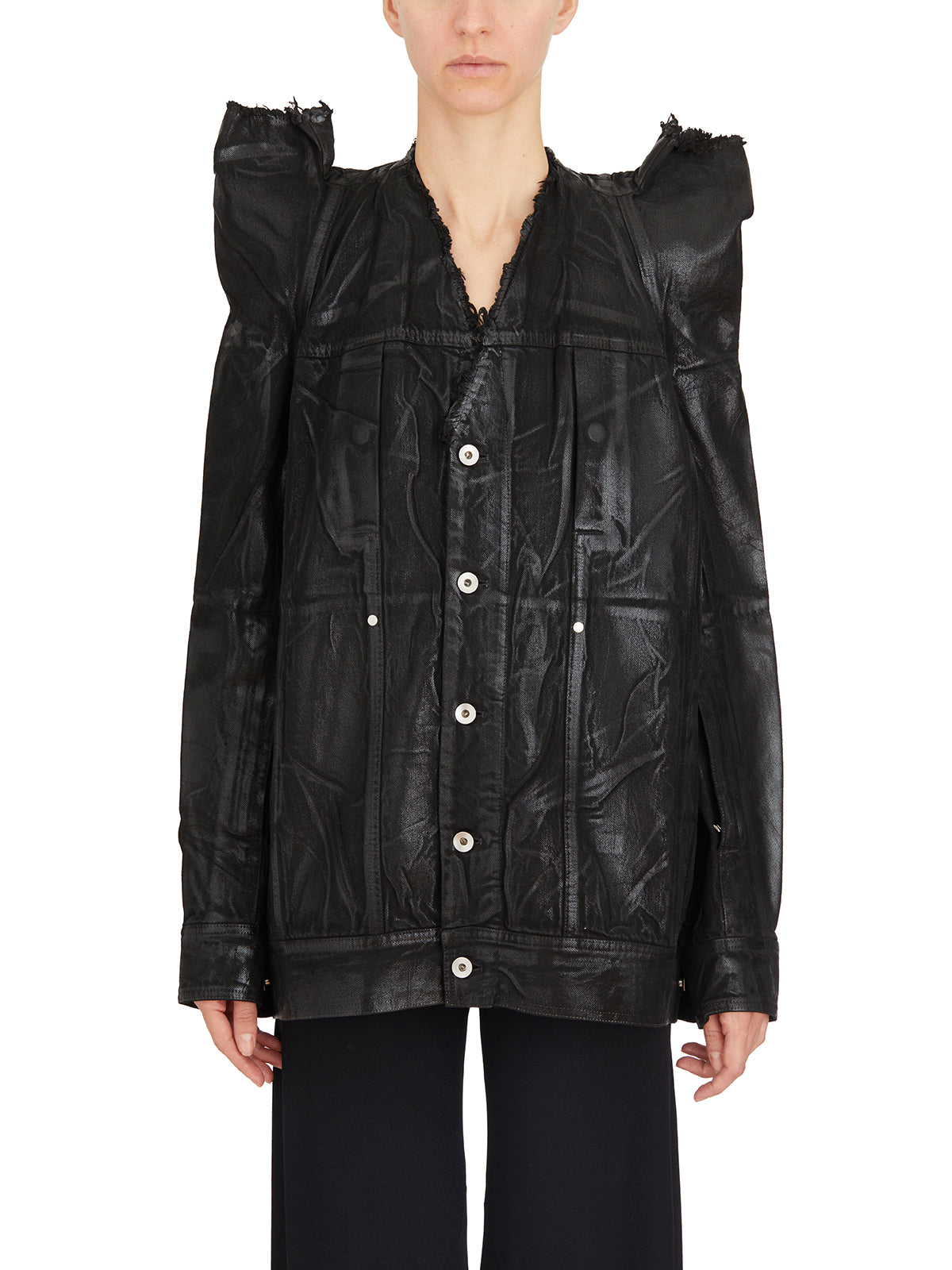 RICK OWENS Cotton Worker Jacket with Removable Shoulder Straps - Size S