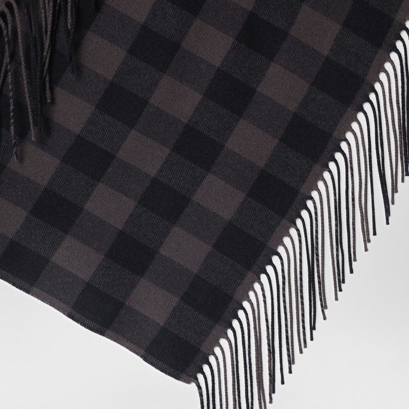 DESTIN Brown Check Wool and Cashmere Scarf