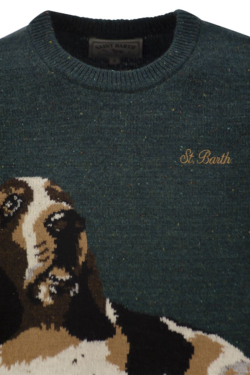 MC2 SAINT BARTH Dachshund Print Wool Blend Jumper