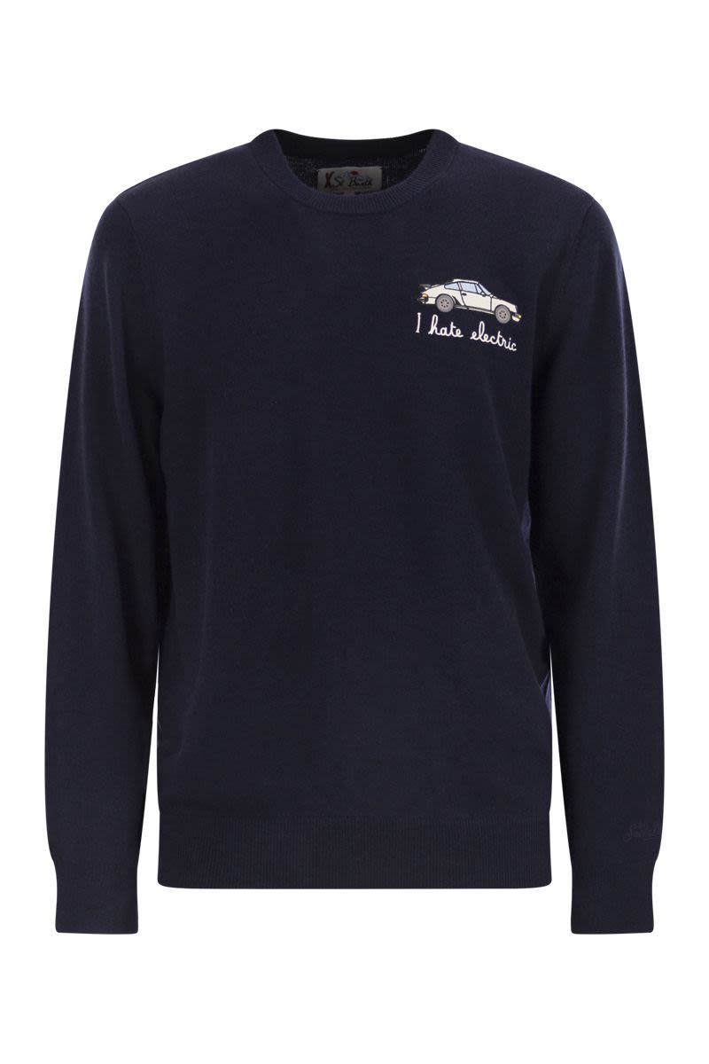 MC2 SAINT BARTH Men's Elegant Crew Neck Jumper with Chest Embroidery