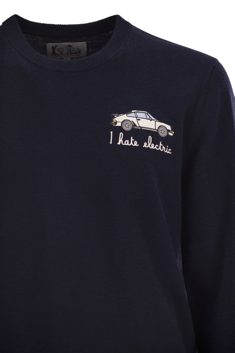 MC2 SAINT BARTH Men's Elegant Crew Neck Jumper with Chest Embroidery