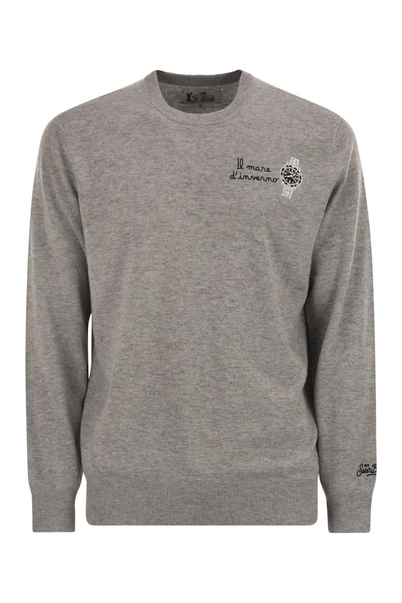 MC2 SAINT BARTH Men's Crew Neck Jumper with Embroidered Detail