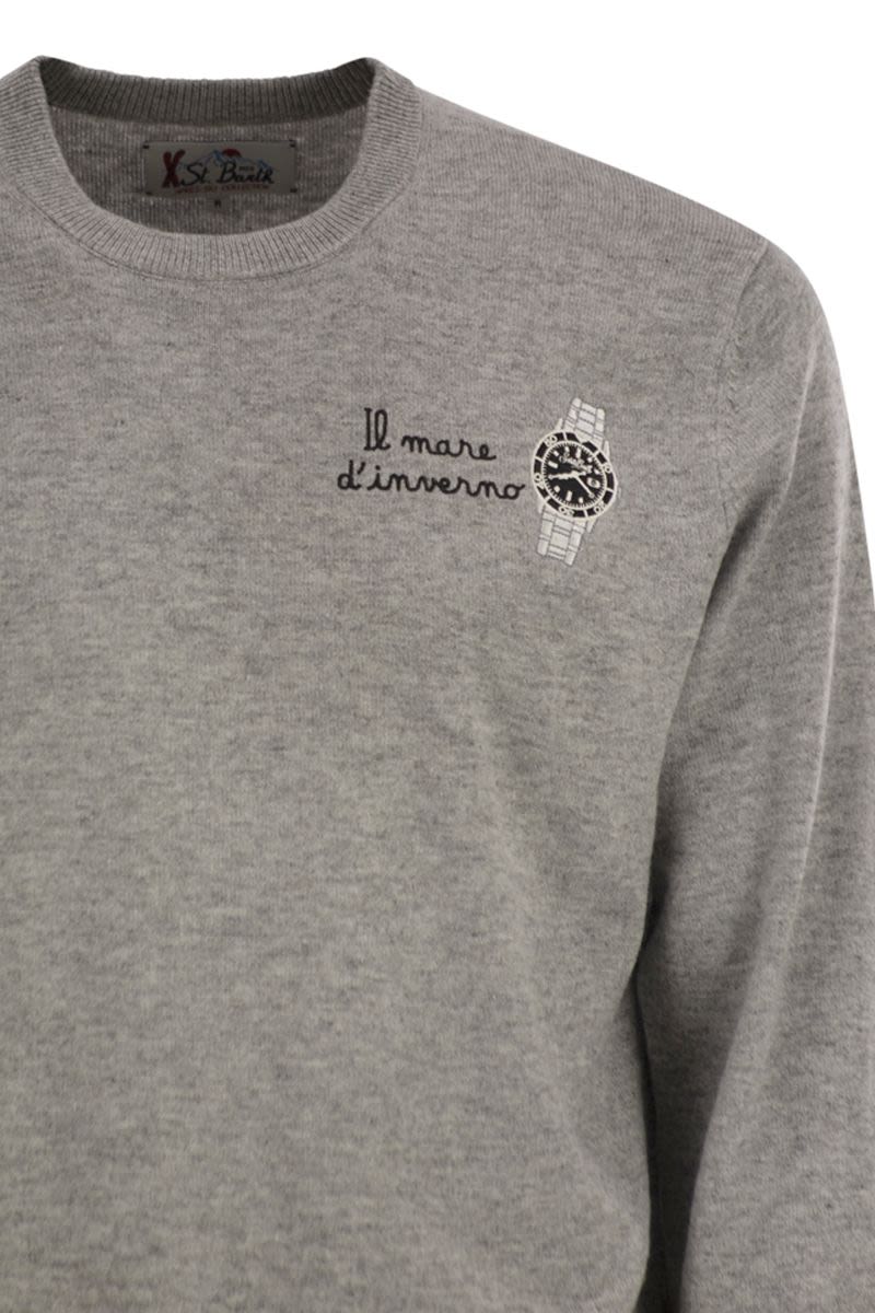 MC2 SAINT BARTH Men's Crew Neck Jumper with Embroidered Detail