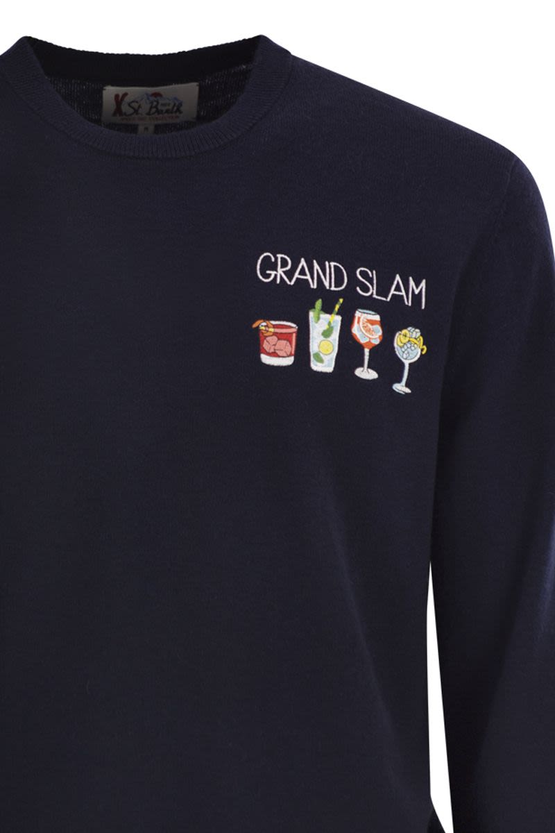 MC2 SAINT BARTH Men's Crew Neck Jumper with Embroidered Detail