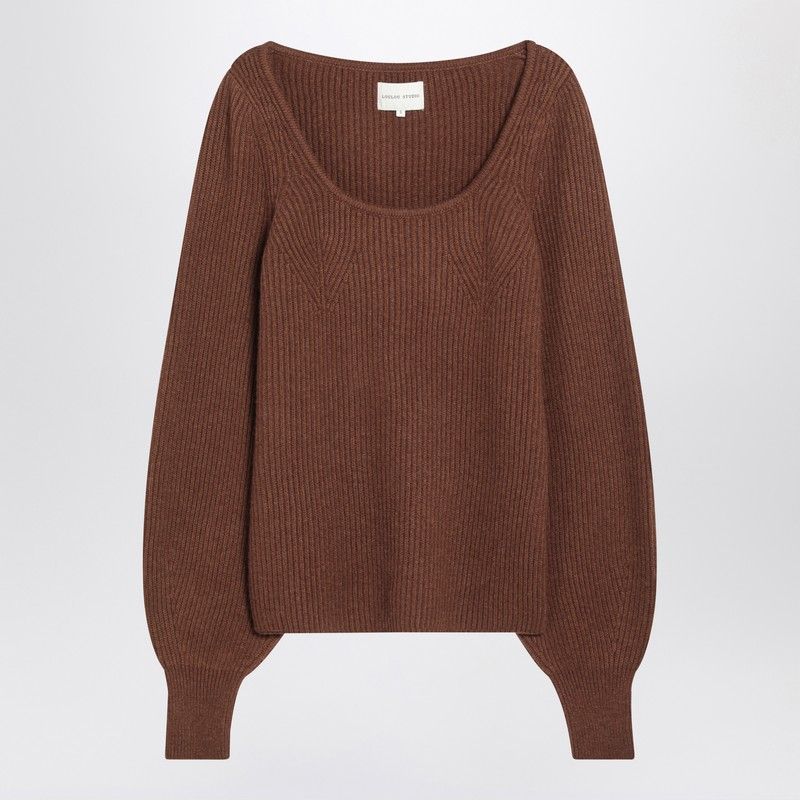 LOULOU STUDIO Ribbed Cashmere Jumper with Balloon Sleeves and Side Slits