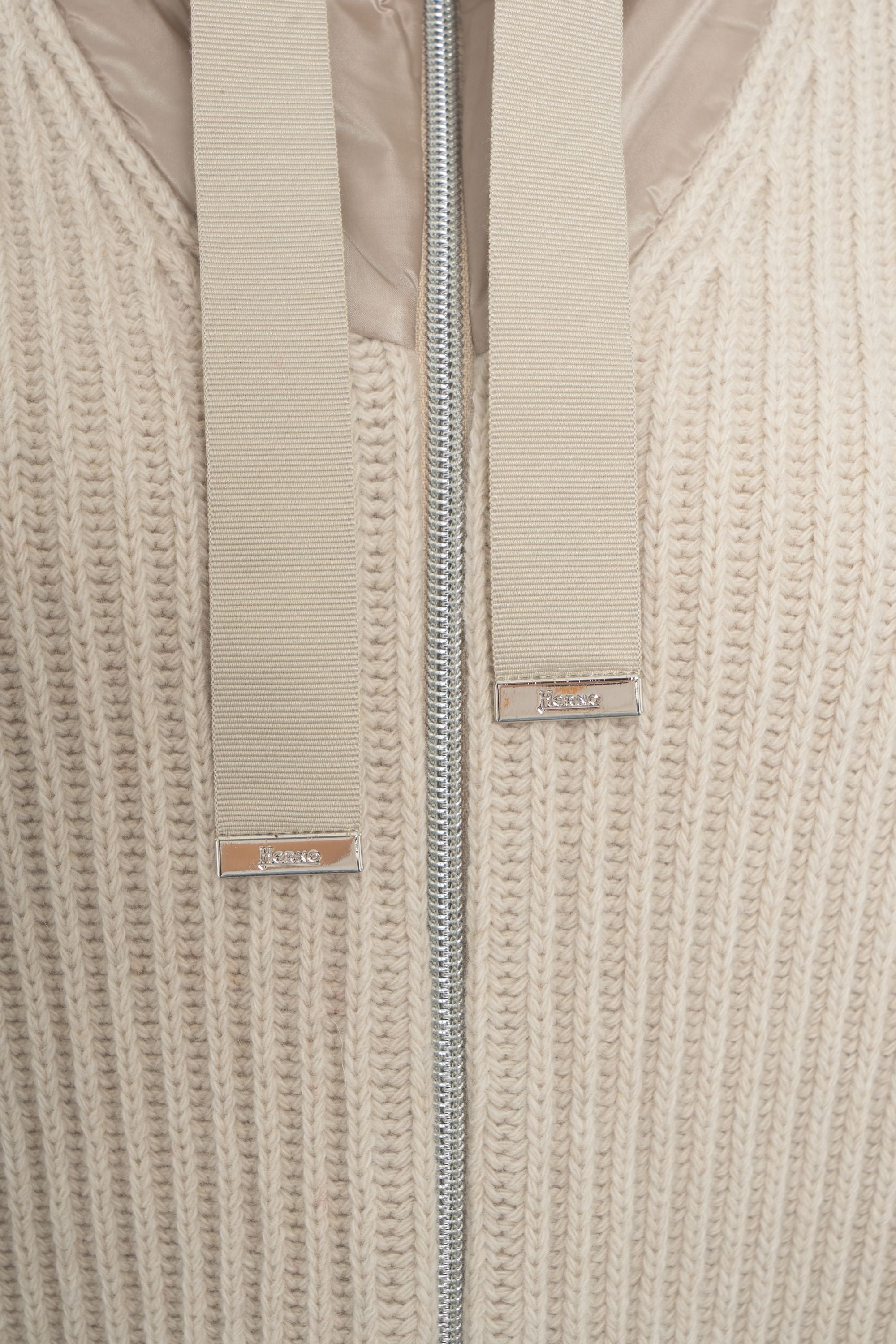 HERNO Women's Luxe Knit-Detail Jacket with Drawstring Hood - FW25