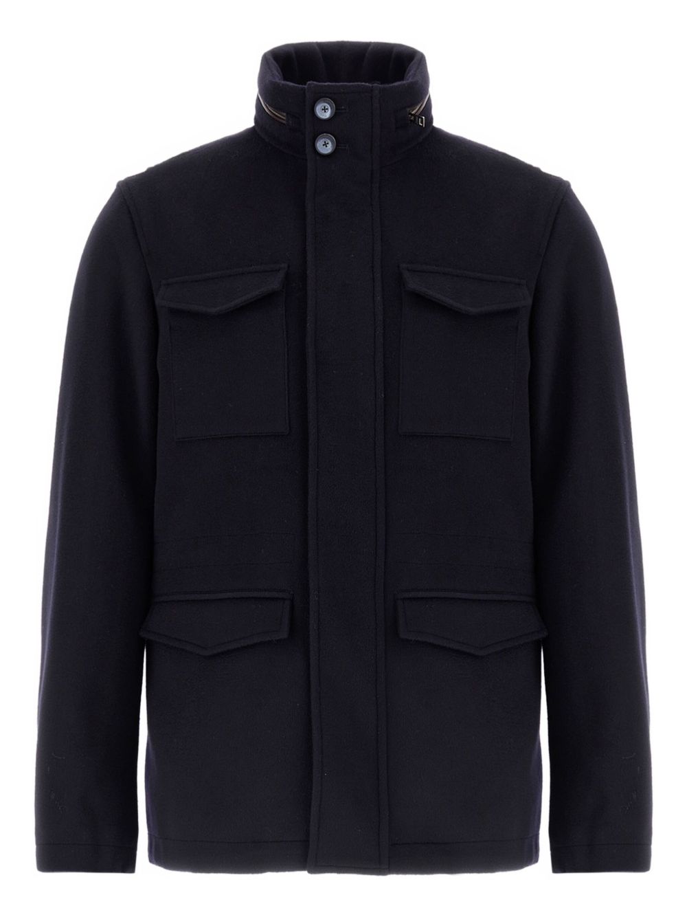 HERNO Men's Luxury Wool and Cashmere Field Jacket with Packable Hood