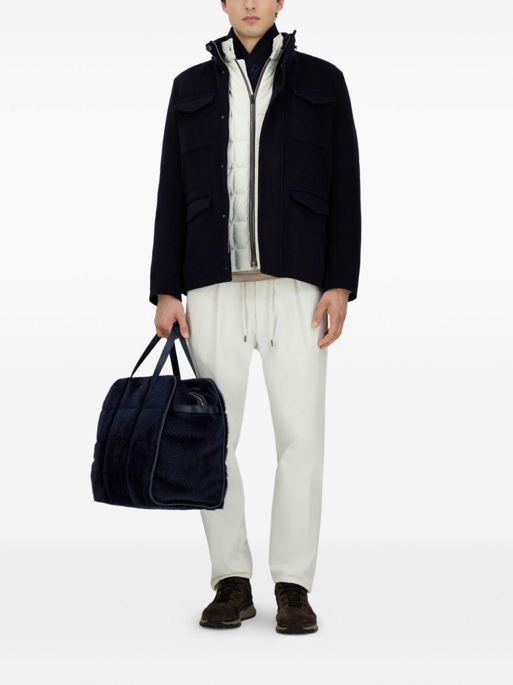 HERNO Men's Luxury Wool and Cashmere Field Jacket with Packable Hood