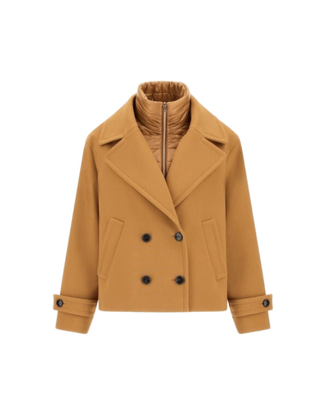 HERNO Classic Camel Jacket with Removable Bib for Women