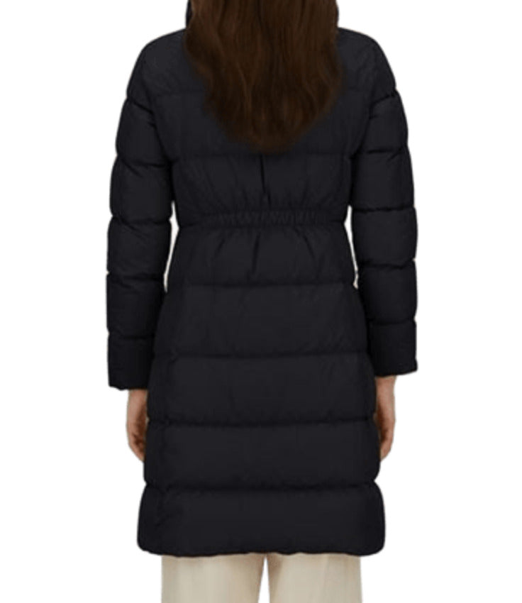 HERNO Satin Long Jacket with Faux Fur Collar for Women