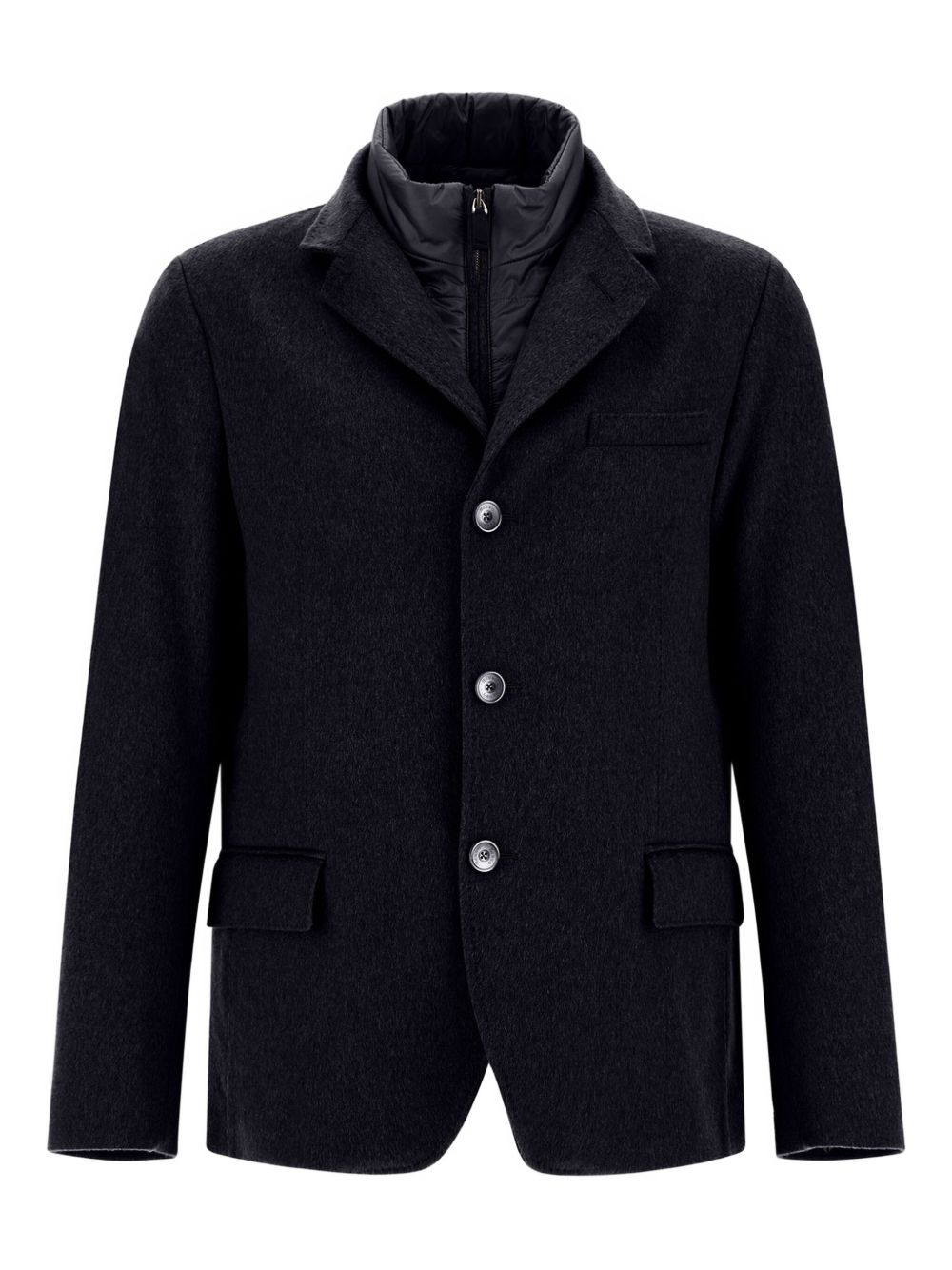 HERNO Slim Fit Cashmere Blazer with Detachable Padded Bib