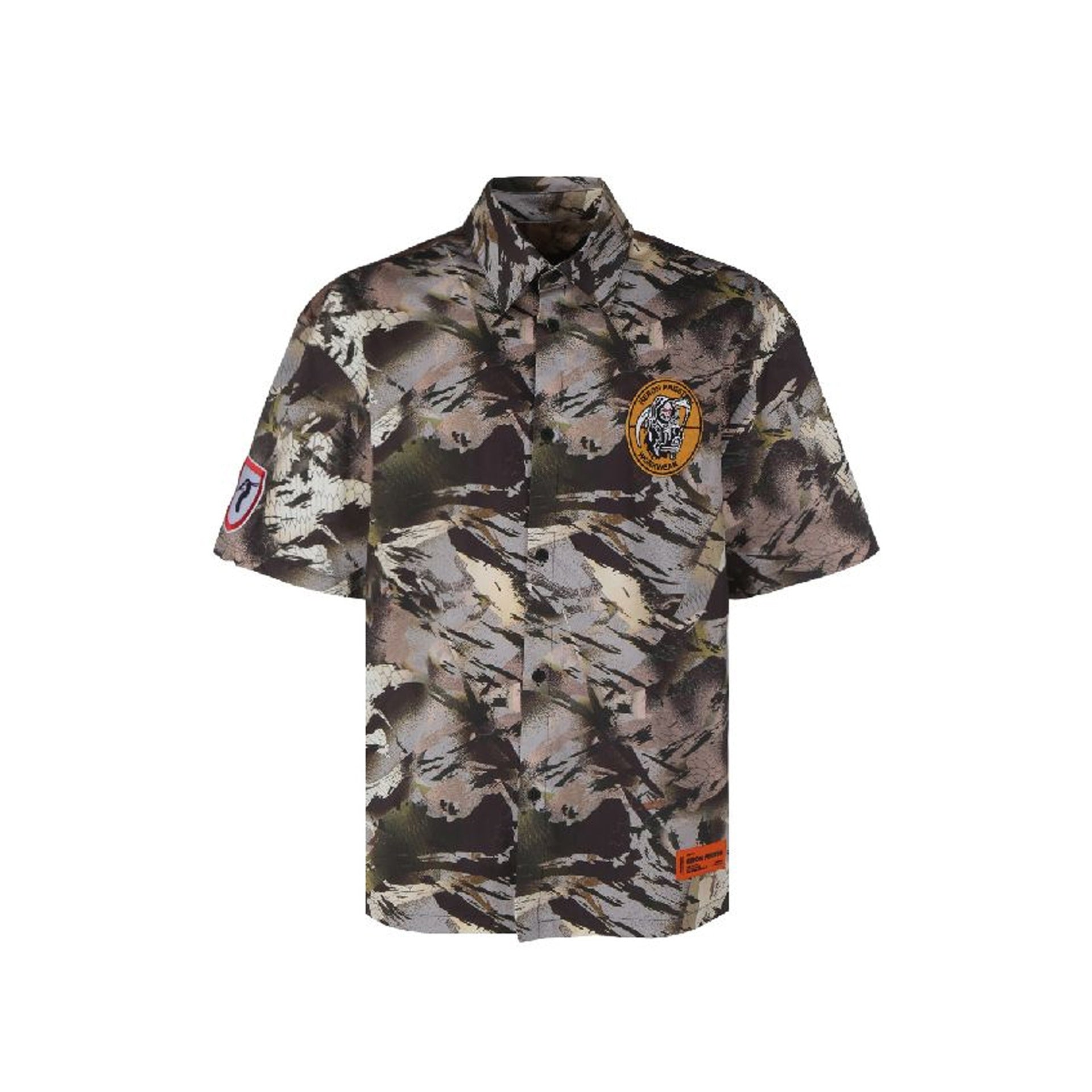 HERON PRESTON Camouflage Popline Shirt - Short Sleeve