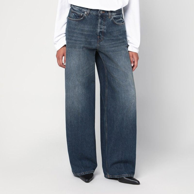 HAIKURE High-Waisted Wide Jeans with Faded Effect