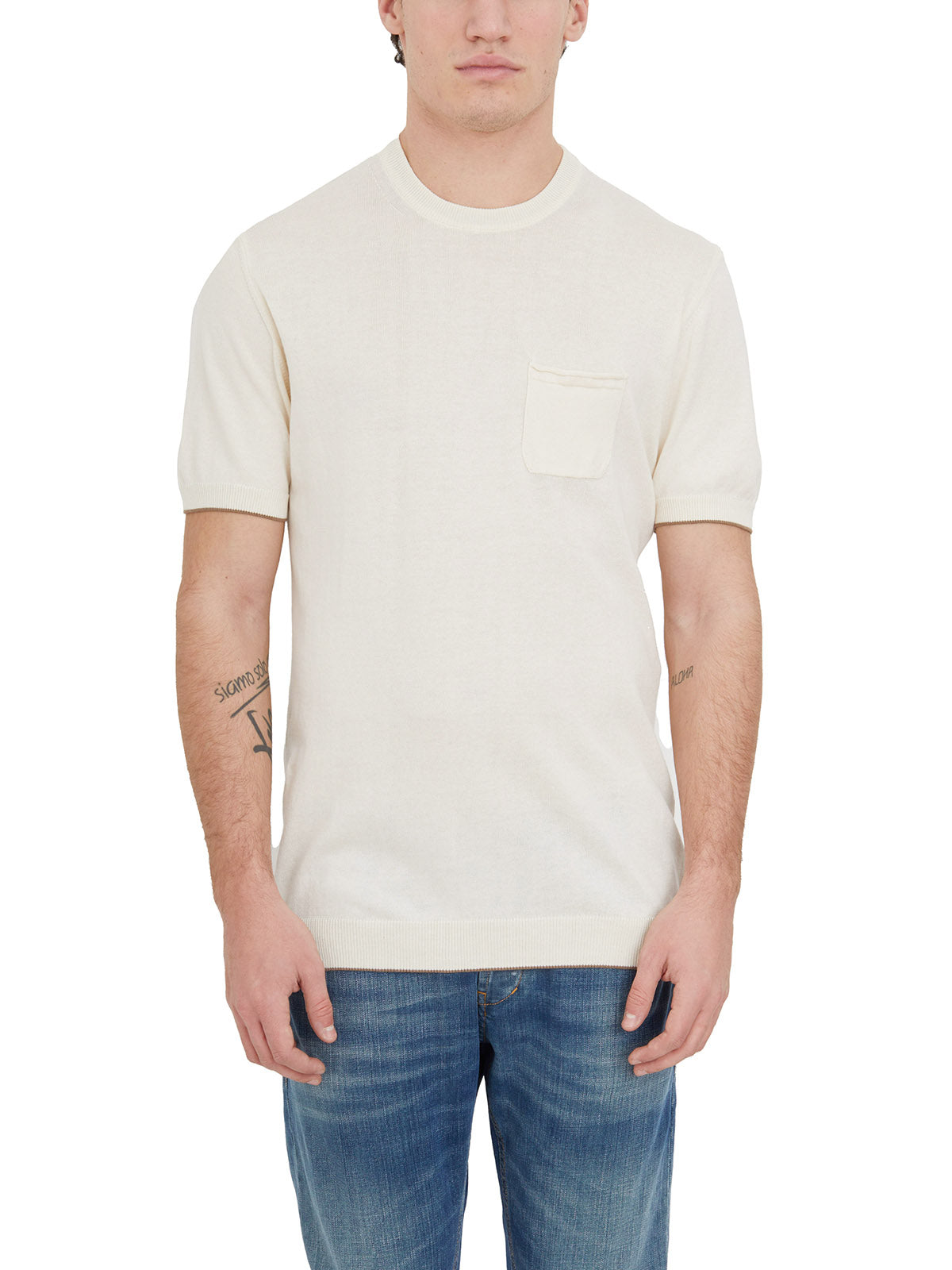 DANIELE ALESSANDRINI Men's Classic Crew Neck T-Shirt with Pocket