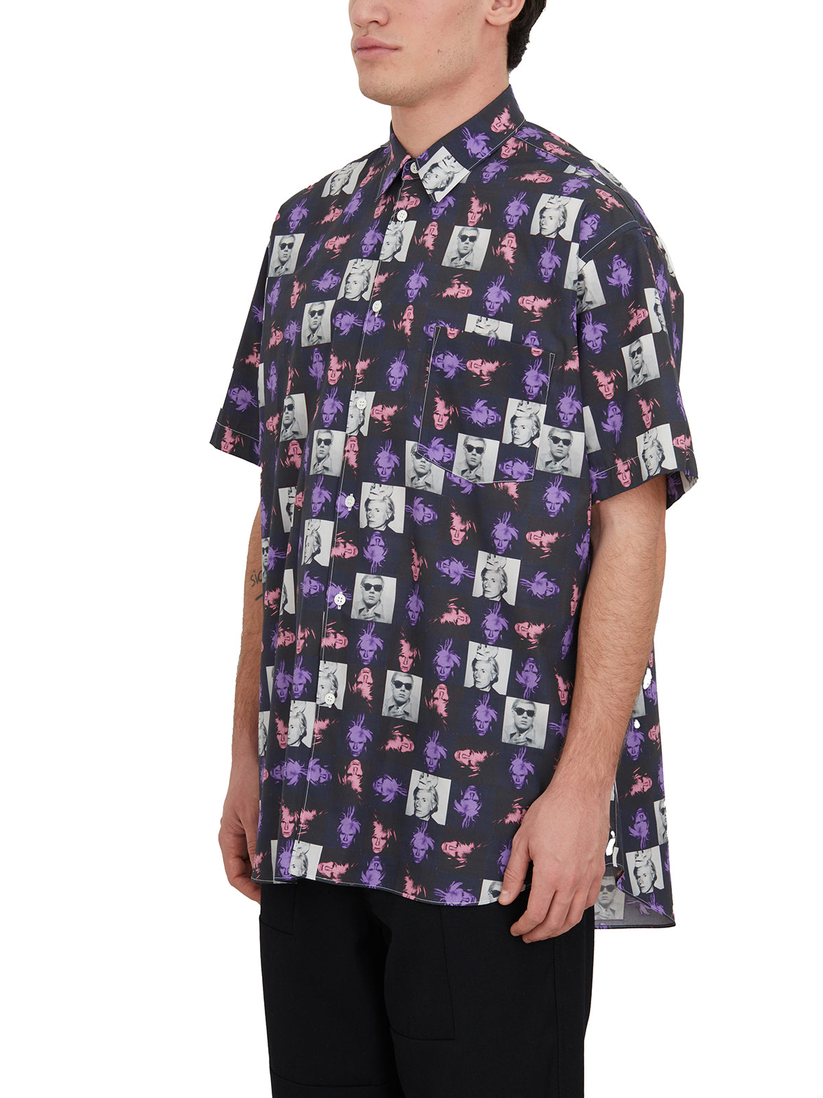 COMME DES GARÇONS SHIRT Andy Warhol Mini Print Short Sleeve Shirt (Size M)