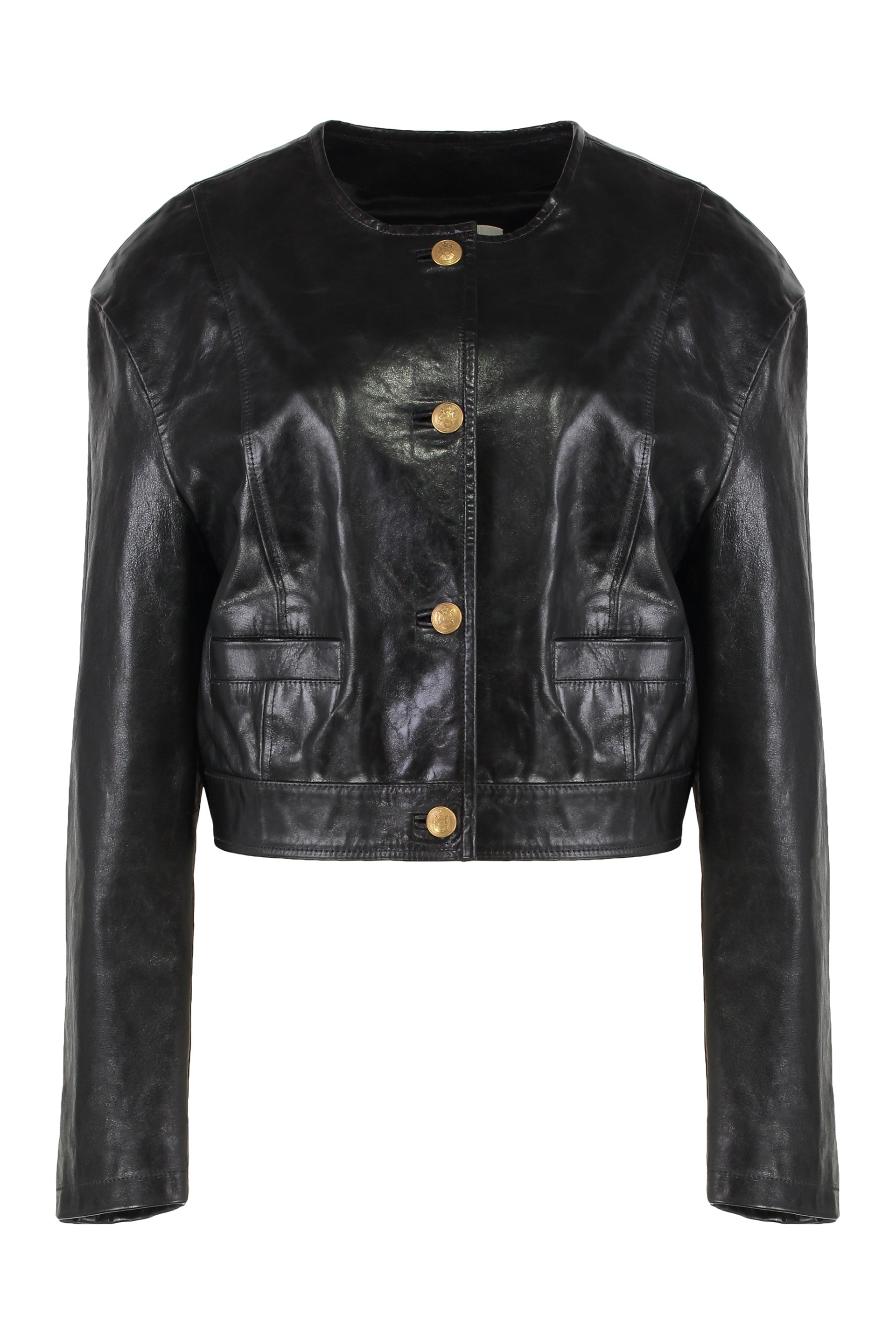 HALFBOY Women's Padded Shoulder Leather Jacket